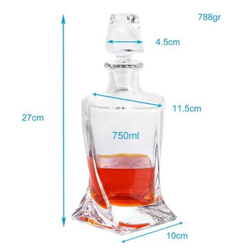 Intirilife Karaffe, (Edle Whiskey Karaffe - Füllmenge 800 ml, 1-tlg), Decanter für Rum, Vodka, Scotch und vieles mehr