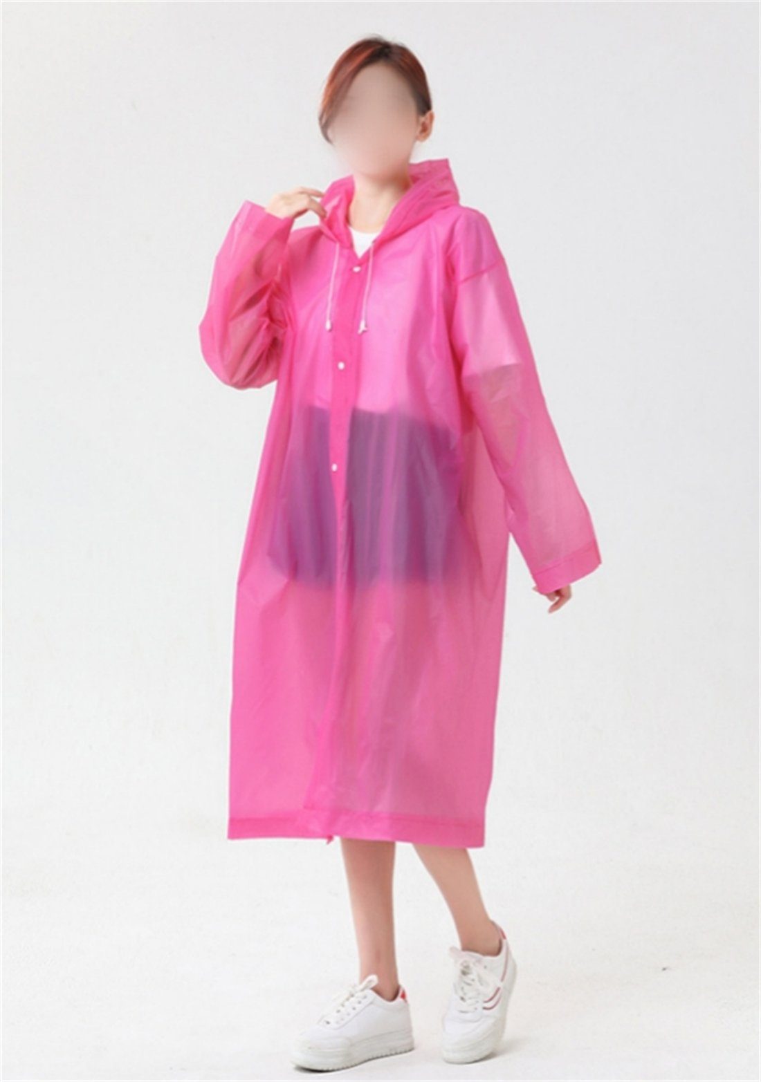 YOOdy~ Regenponcho Regenponcho Regenjacke Leicht und Wiederverwendbar den Outdoor Einsatz (1-St) Regen Poncho Cape Wandern Radfahren, EVA Wiederverwendbar Atmungsaktiv Rosa