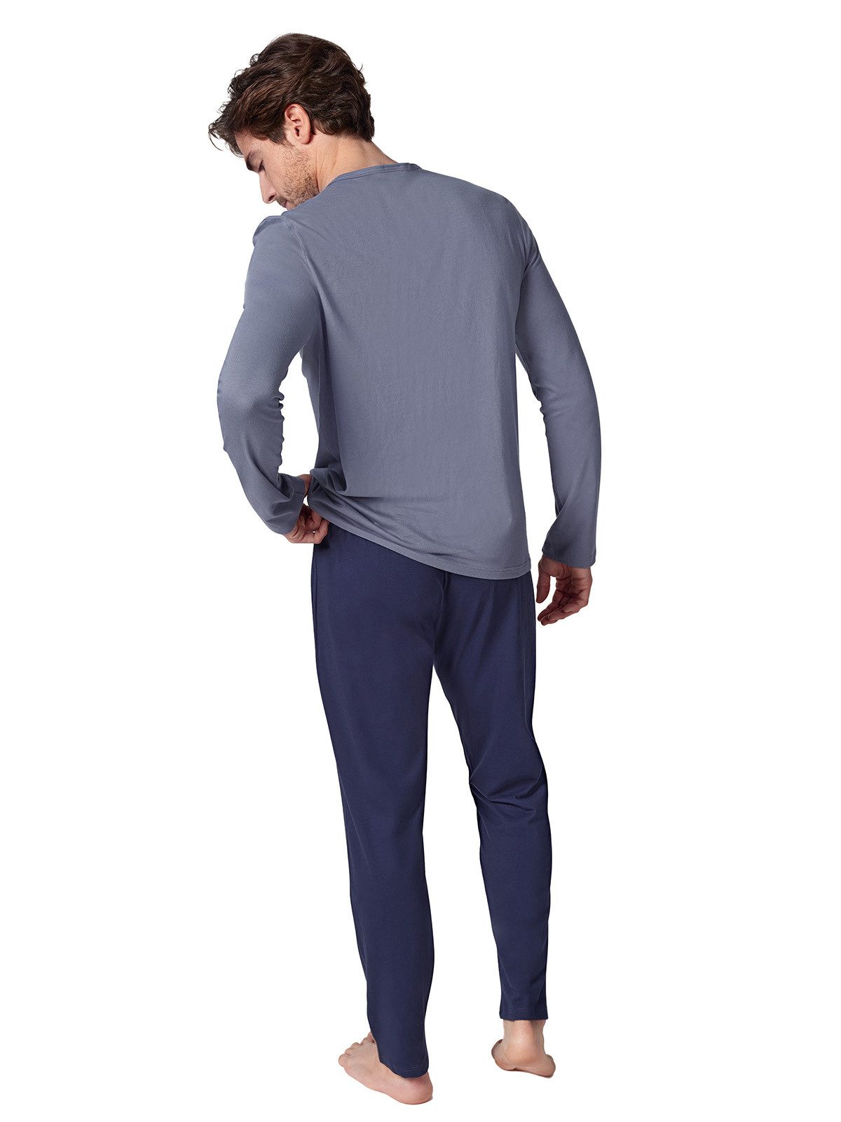 HUBER Pyjama Herren Pyjama lang hautnah Night Basic Selection (Stück, 1 tlg) -