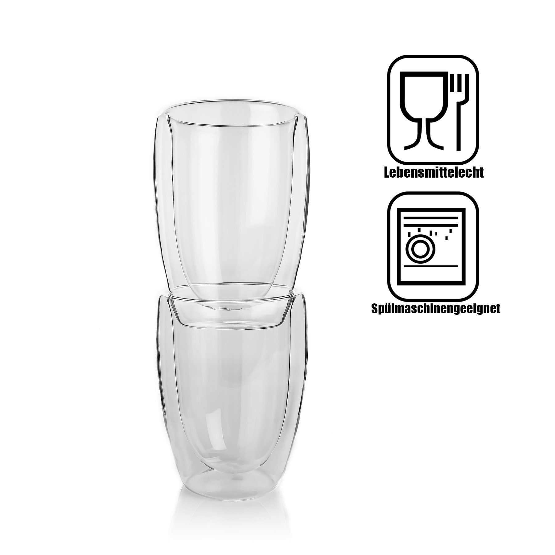 4 Glas Doppelwandige ml, Gläser BigDean Cappuccino Cappuccinotasse Stück 350