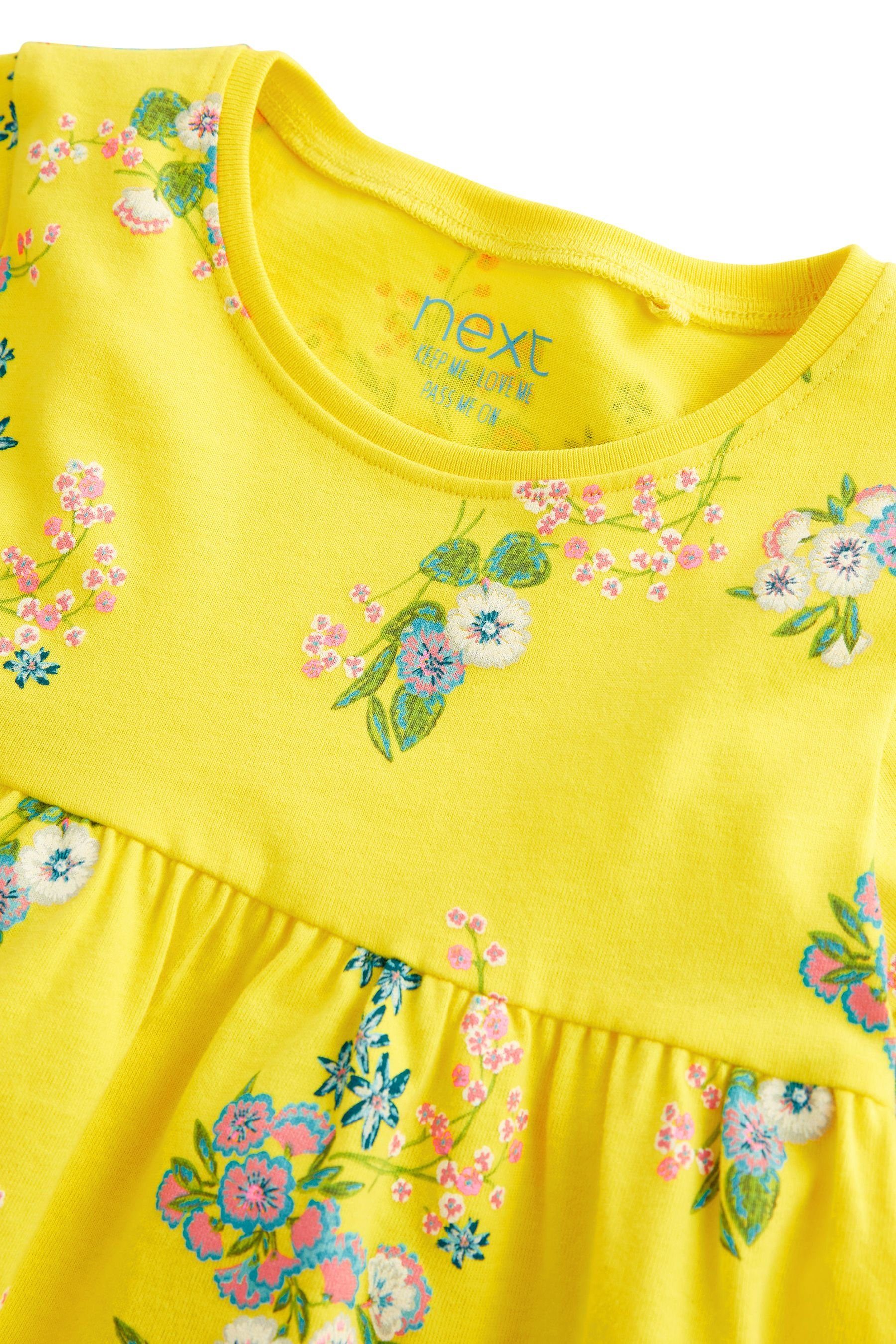 (1-tlg) Kurzärmliges Floral Next Yellow Jersey-Kleid Jerseykleid