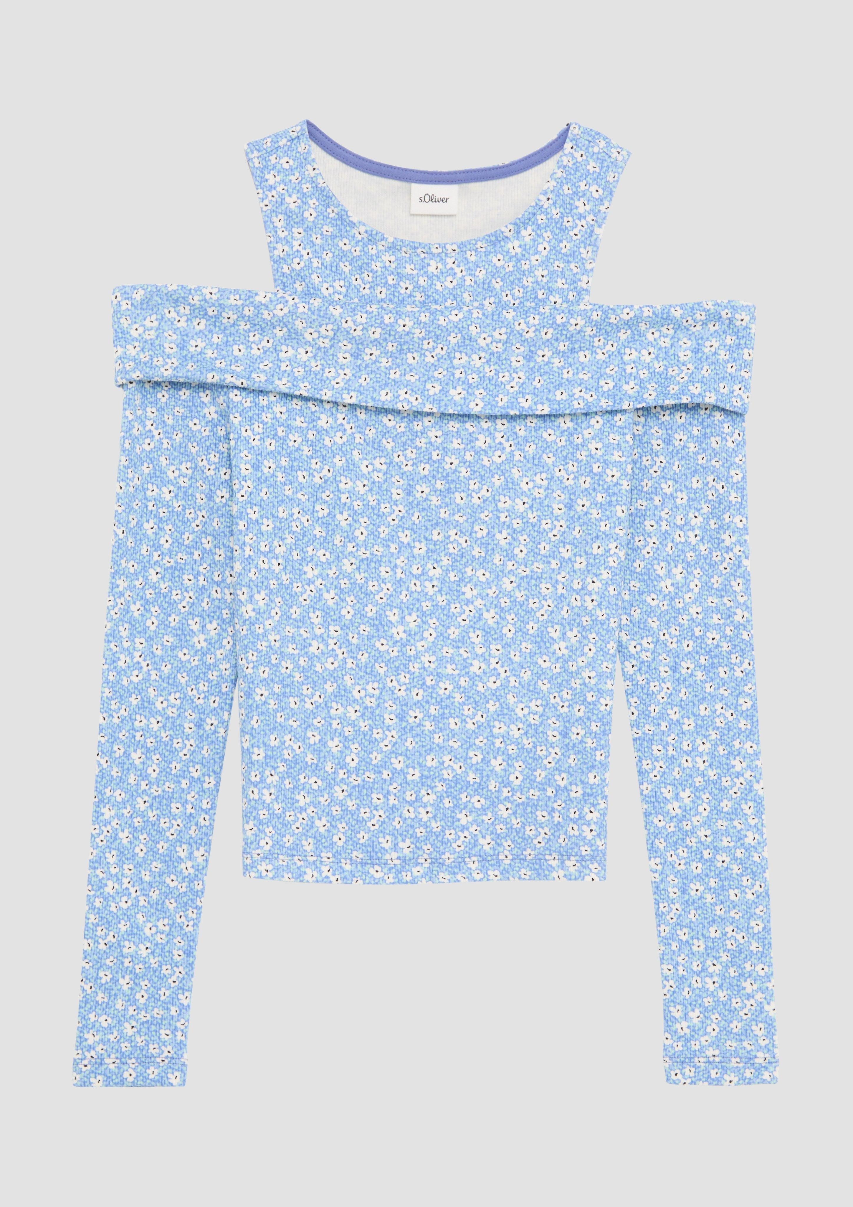 Langarmshirt Enges Shirt aus Rippware mit Off-Shoulder-Ausschnitt