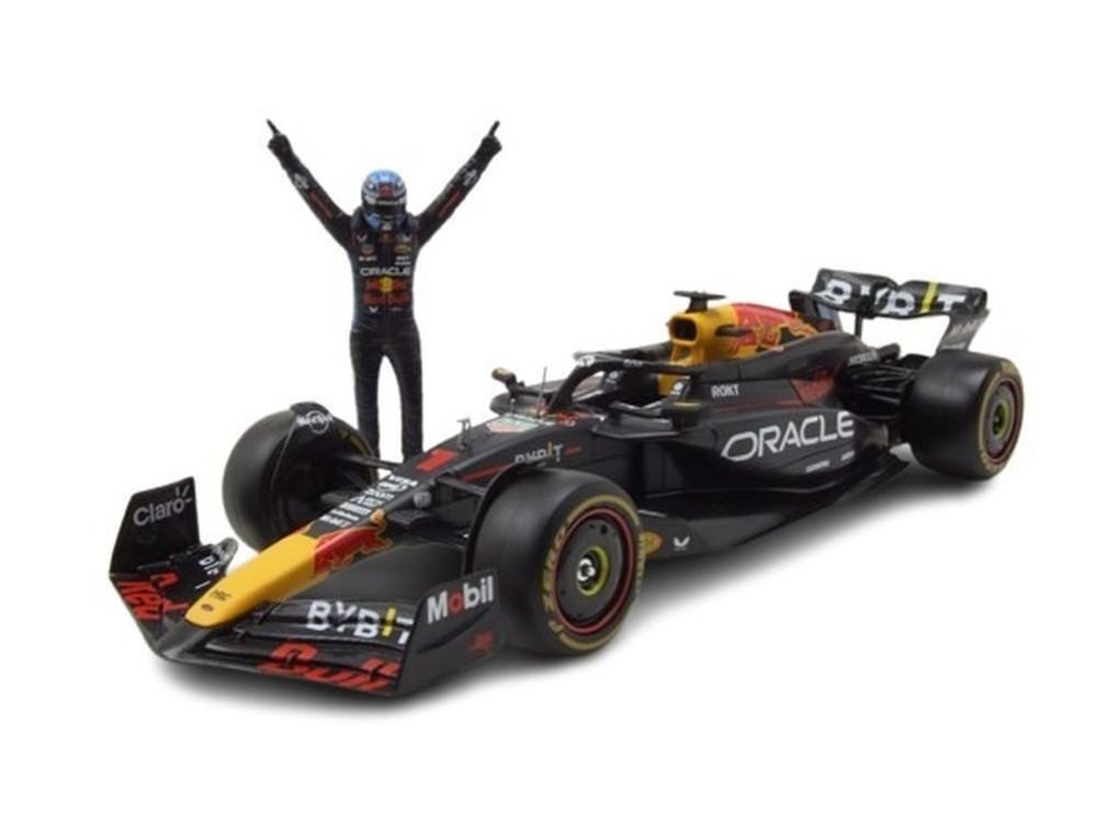 Bburago Modellauto Oracle Red Bull RB20 #1 Formel 1 2024 mit Verstappen Figur, Maßstab 1:24