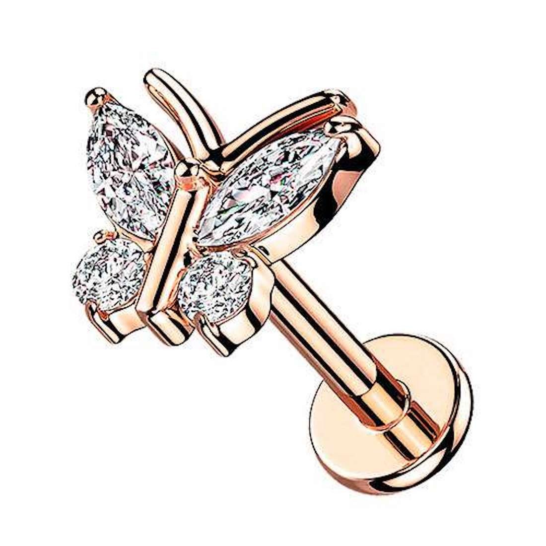 Taffstyle Piercing-Set Labret Tragus Piercing flach Zirkonia Schmetterling günstig online kaufen