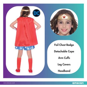 Amscan Kostüm Wonder Woman Kostüm für Mädchen - Rot Blau, DC Su