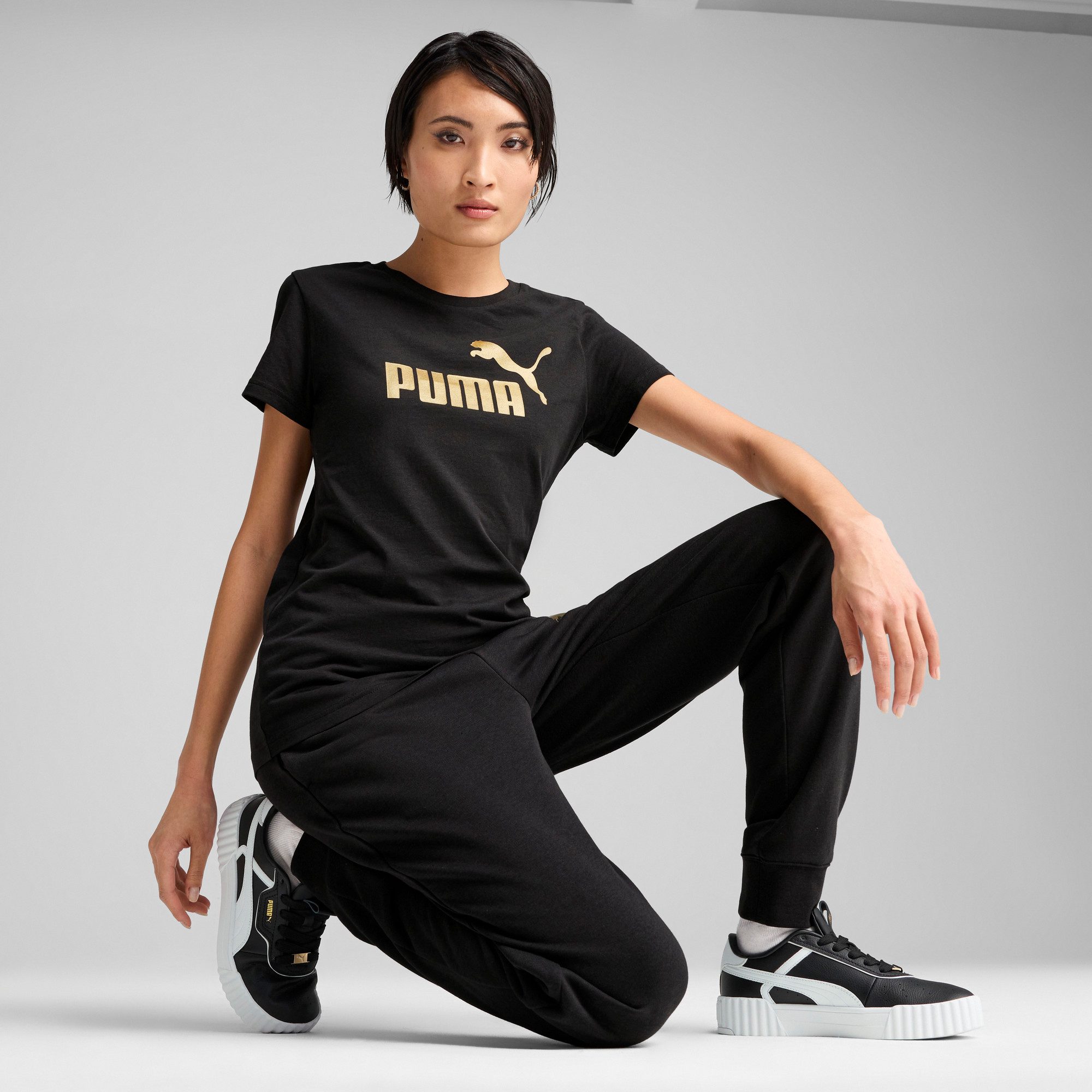 PUMA T-Shirt ESS NO. 1 LOGO METALLIC TEE Regular Fit, Kurzarm, Rundhalsausschnitt