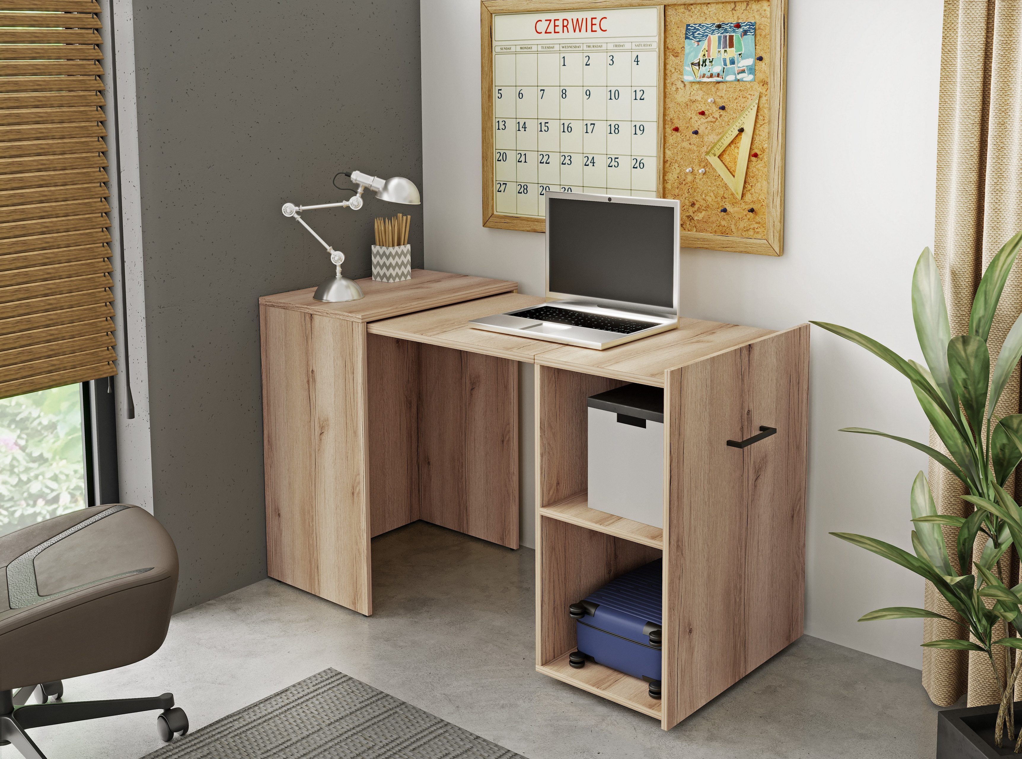 Masseno Schreibtisch INTELLO 131,5 x 75 cm Eichefarben