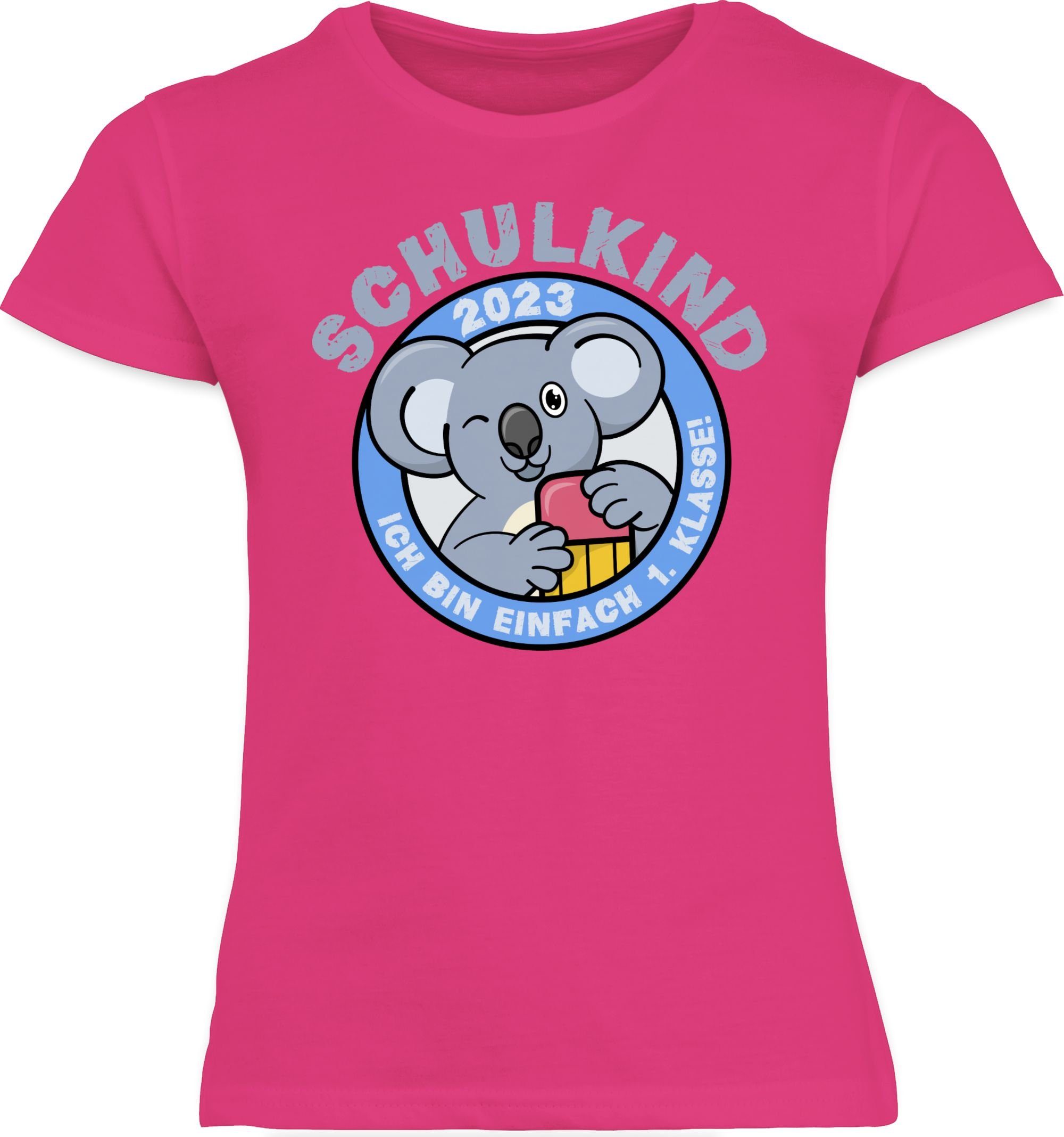 Shirtracer T-Shirt Schulkind 2023 Fuchsia 1 Mädchen 1. Einschulung Koala Ich bin Klasse einfach