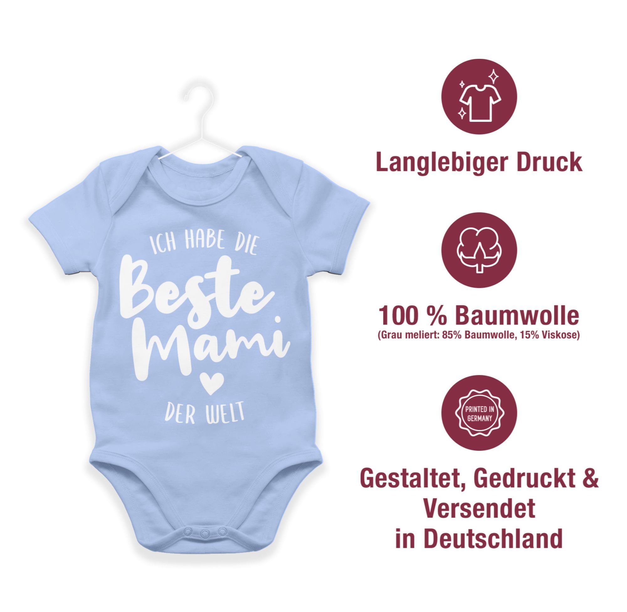 Mami 2 Muttertagsgeschenk beste die Welt der (1-tlg) Shirtracer Shirtbody Ich Babyblau habe