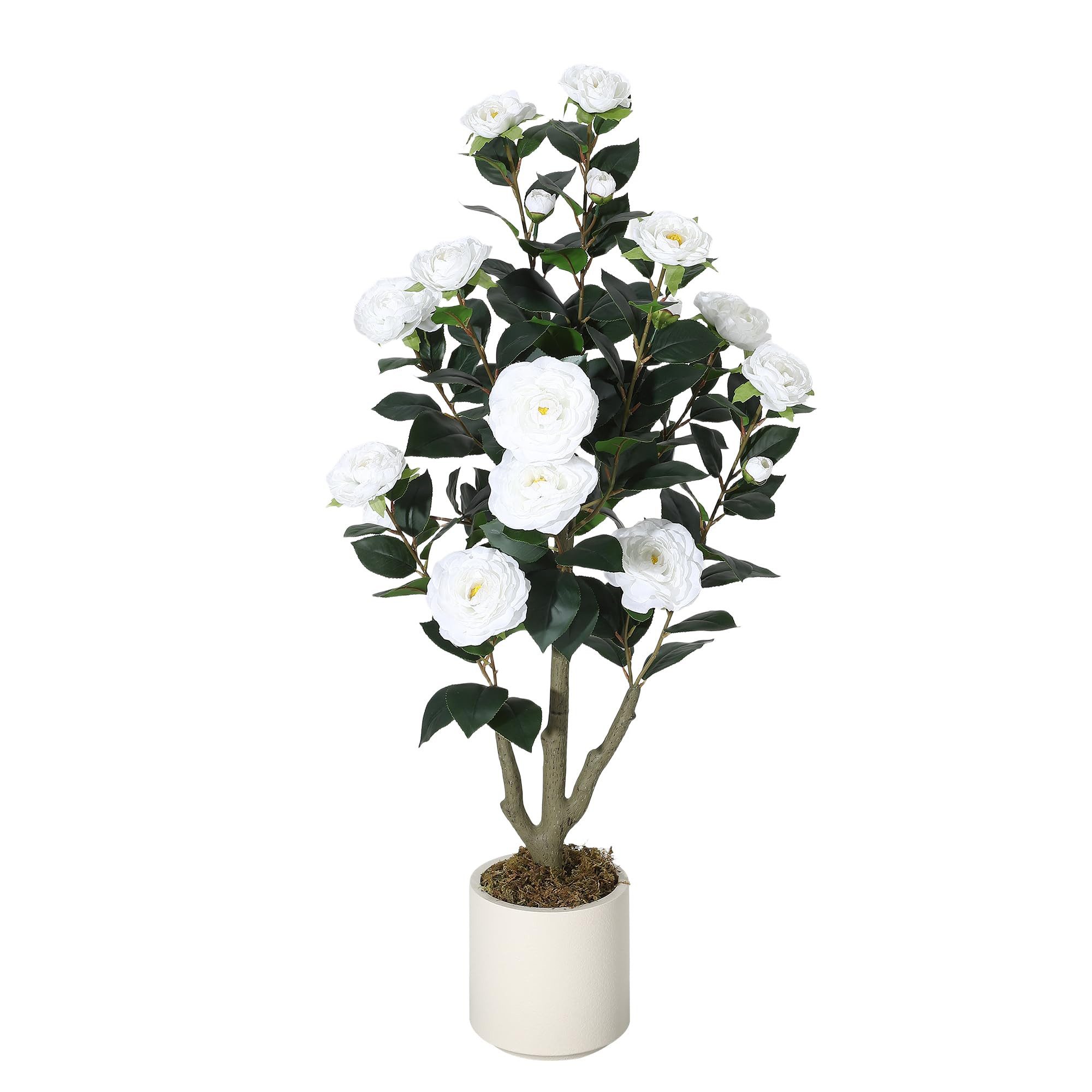 Kunstbaum Künstliche Kamelie, Kunstpflanzen,künstlicher Baum 92/122/152cm, GarveeMore, Höhe 92 cm