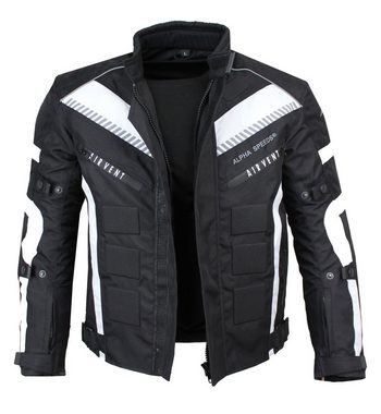 Alpha Speeds Motorradjacke Herren Motorrad Biker Textil Jacke Wasserdicht Jacke mit Protektoren Belüftungssysteme, Innenjacke ist trennbar: All Season, SLIM Weiß