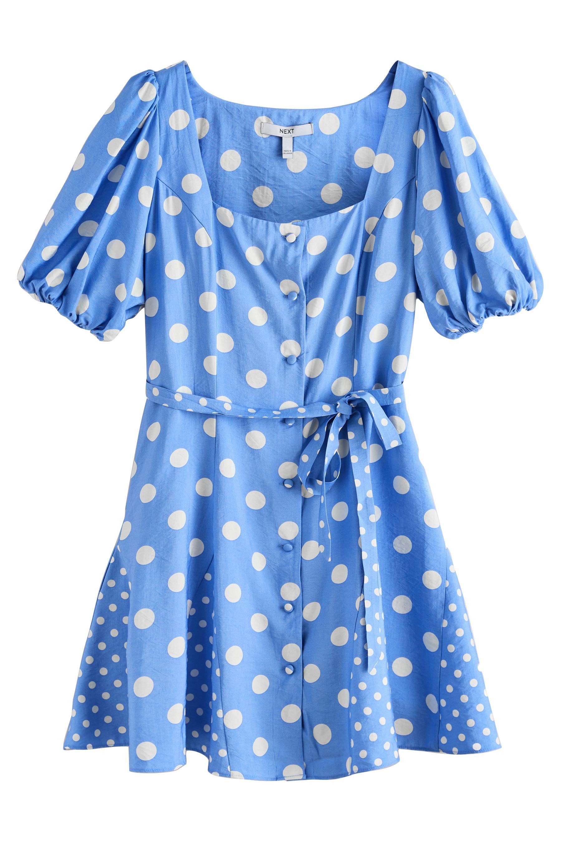 Minikleid Durchgeknöpftes Minikleid mit Puffärmeln