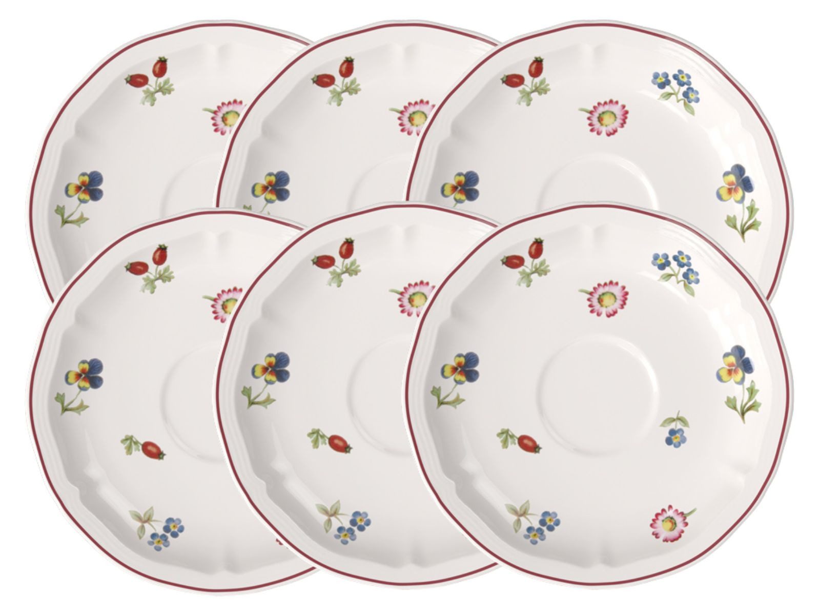 Villeroy & Boch Tasse Petite Fleur Kaffee-/Teeuntertasse 15cm Set6, Premium Porcelain