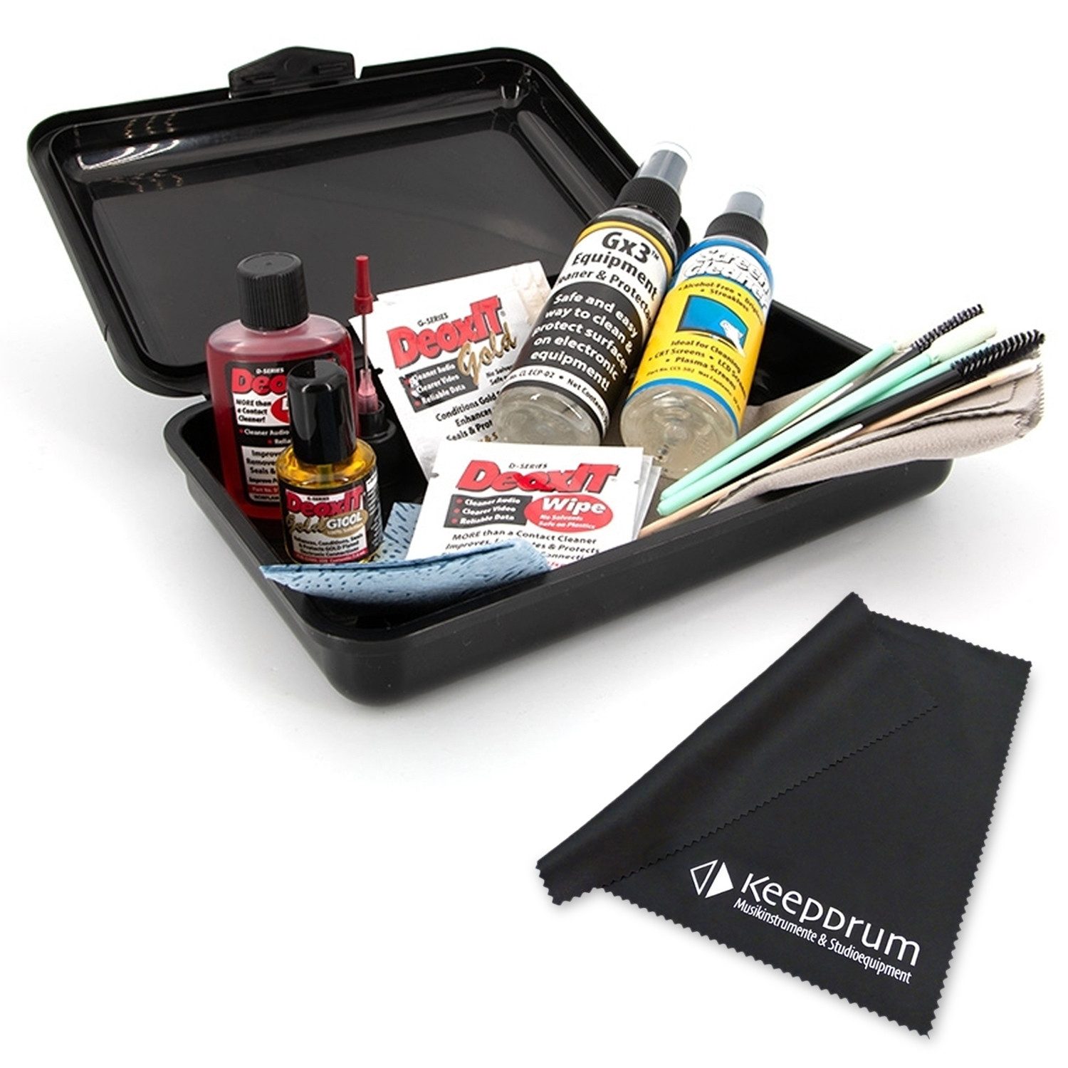 Caig Feinmechaniköl Caig DeoxIT SK-AV35N Audio Video Pflegeset mit Tuch, (1-St., Pflegeset), Set aus Mini-Sprays und Flüssigkeiten