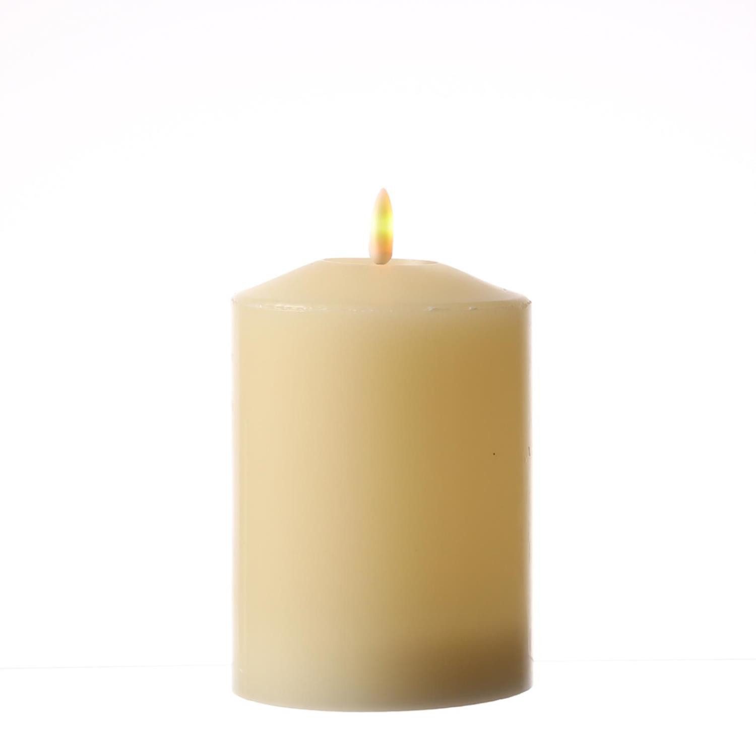 LED-Kerze Stumpenkerze Echtwachs flackernd H: 17cm D: 10cm Timer creme
