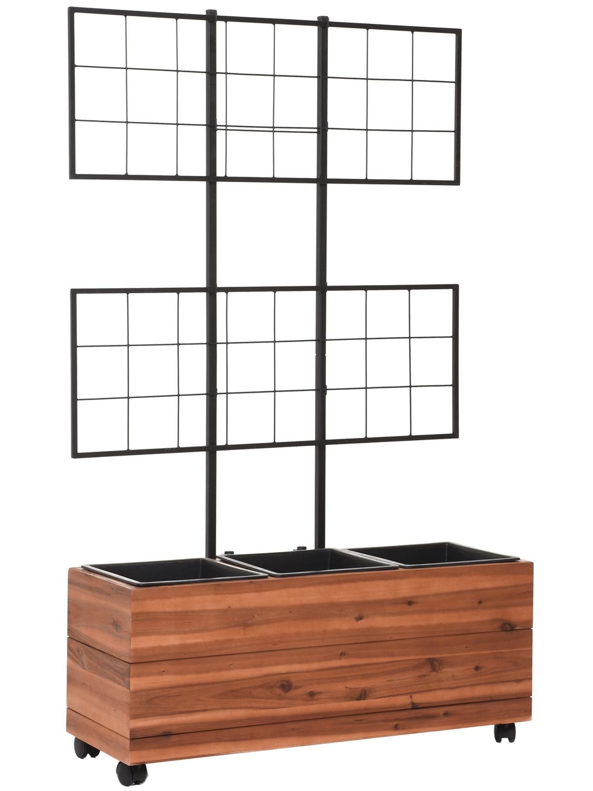 VIVANNO Pflanzkübel Holz ESPALIER Kasten - Braun (1 St), 80x28x134 cm