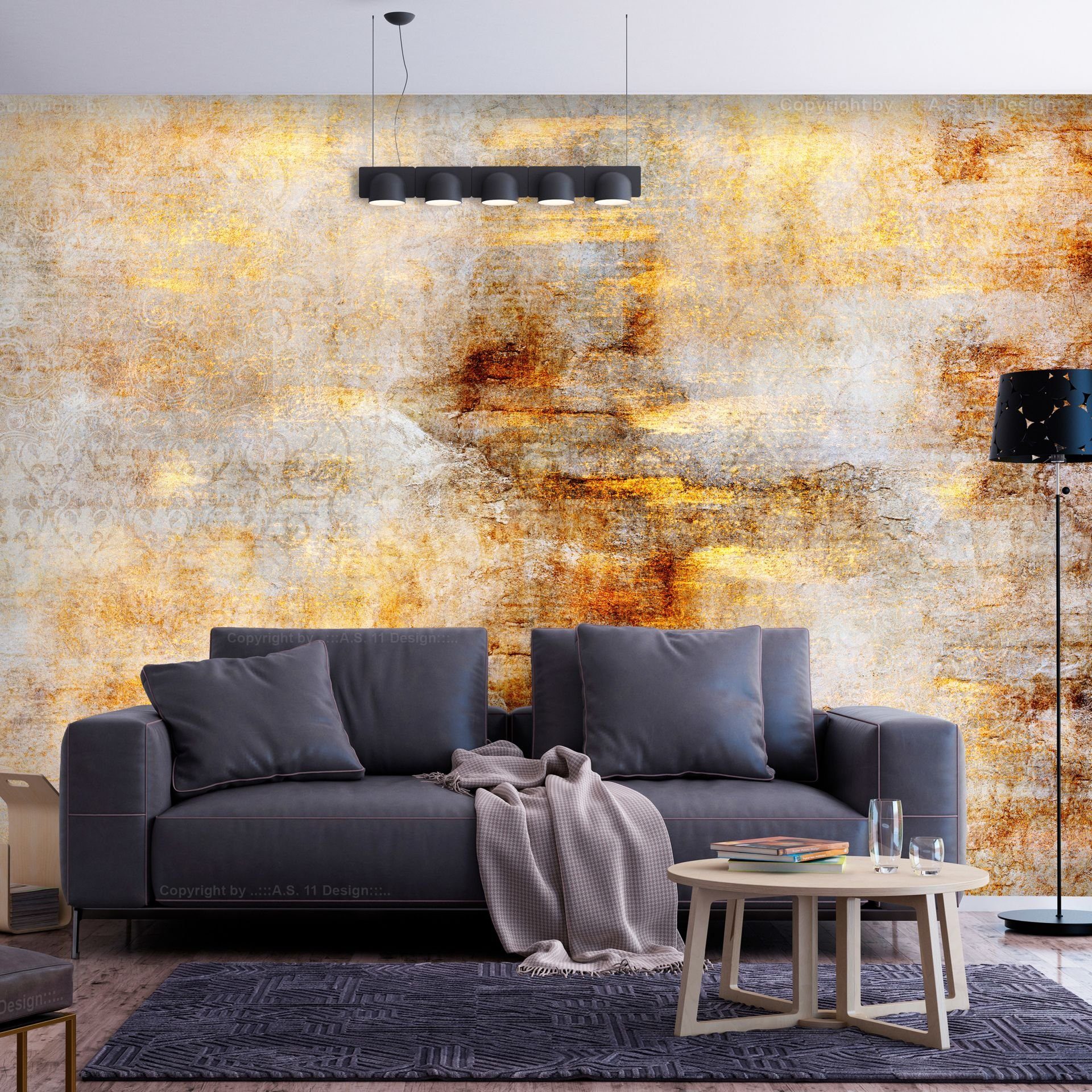 KUNSTLOFT Vliestapete Golden Expression 0.98x0.7 m, Tapete matt, Design lichtbeständige