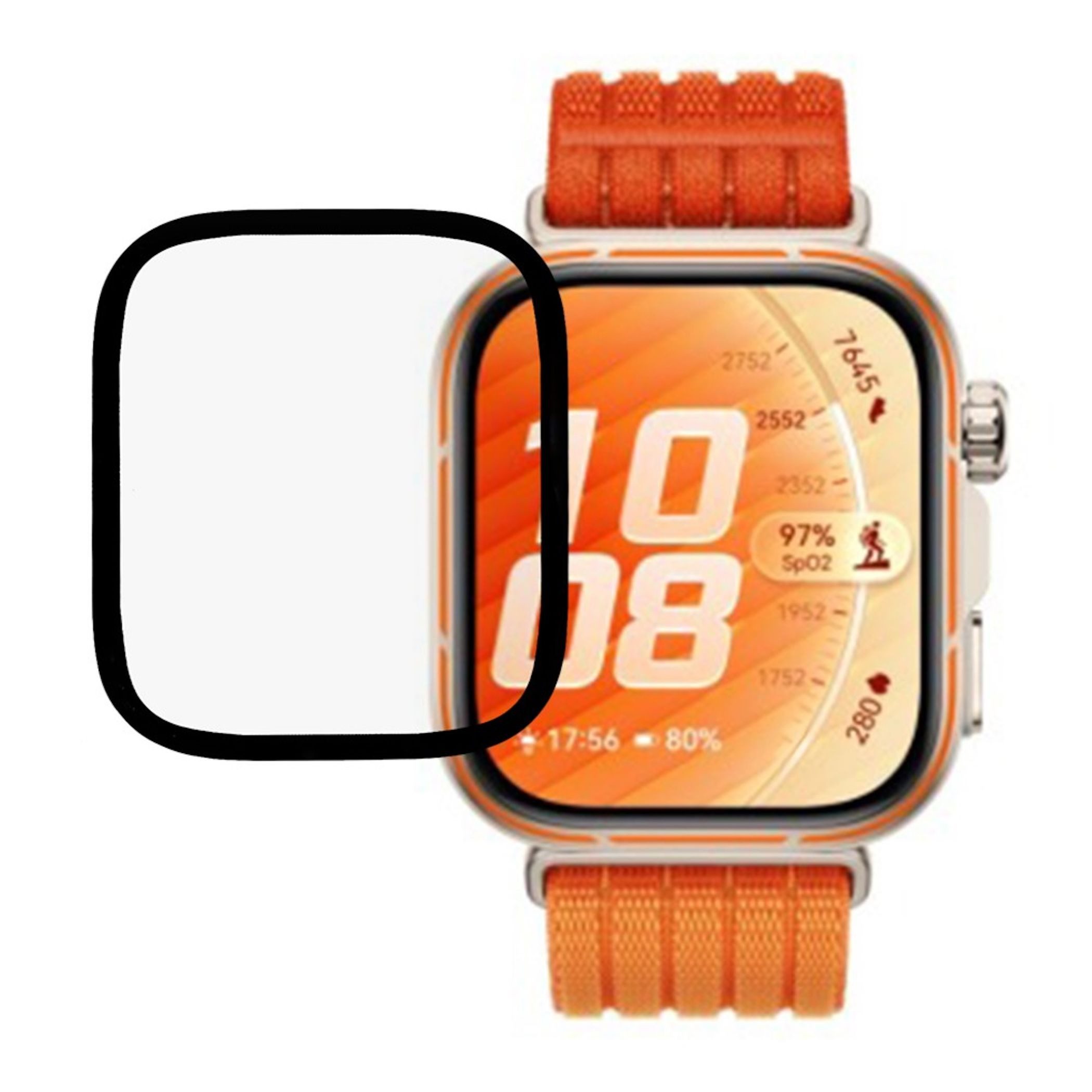 Wigento Displayschutzglas Full Cover für Huawei Watch Fit 5 Pro 3D Schutzfolie Soft Kunststoff für Huawei Watch Fit 5 Pro, Kratzfest, Anti-Fingerprint, 3D-Design