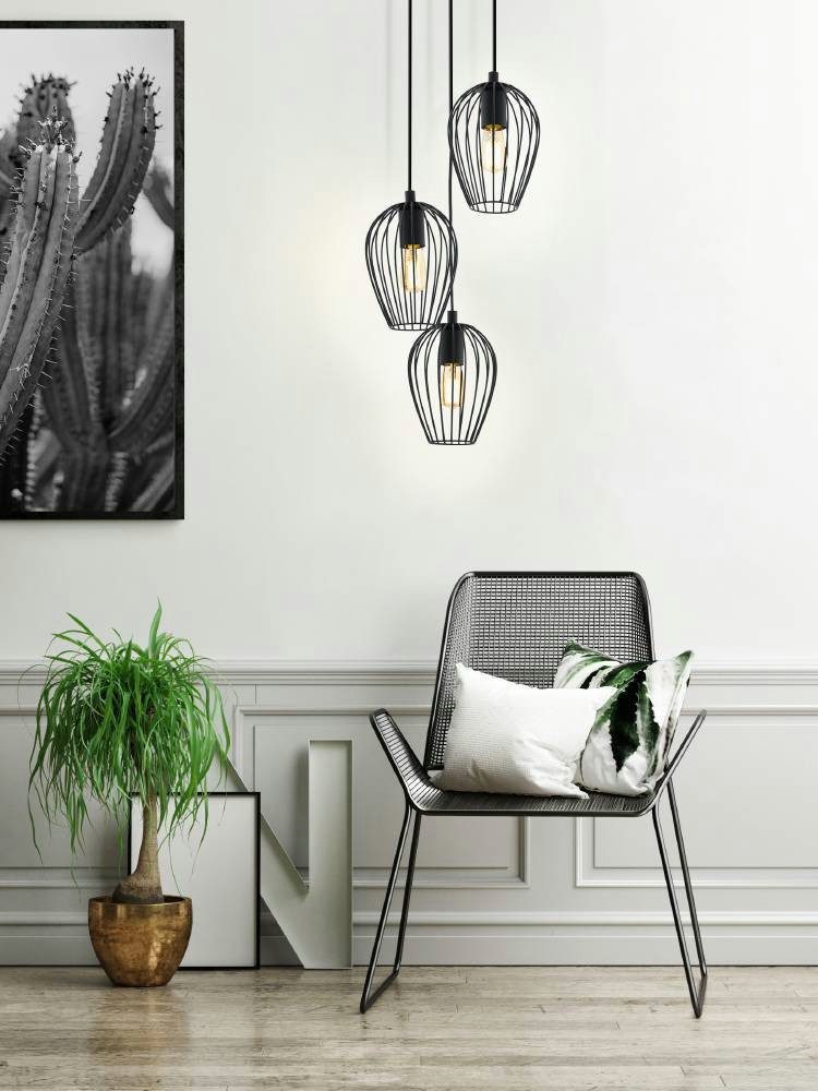 EGLO Pendelleuchte NEWTOWN Pendellampe, schwarz, Stahl, günstig online kaufen
