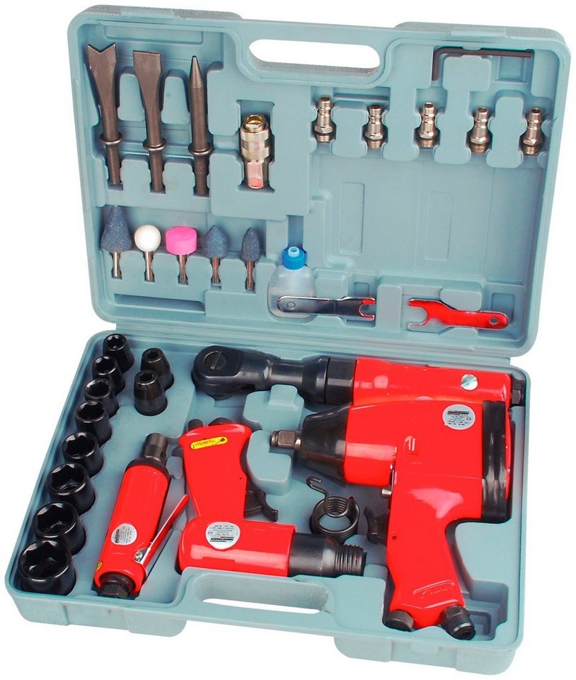 Brüder Mannesmann Werkzeuge Werkzeugset, 33-tlg., Druckluft-Set,  Werkzeugsatz mit sehr umfangreichem Zubehör