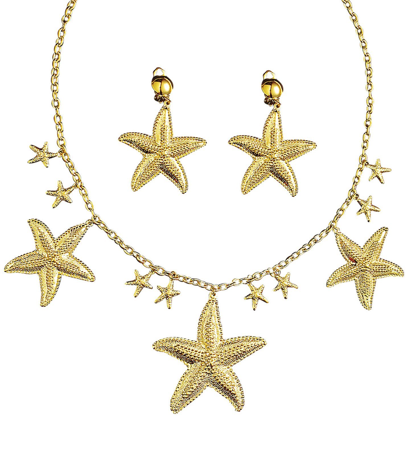 Kostüm Meerjungfrau Schmuck Set 'Seesterne', Gold - Hals