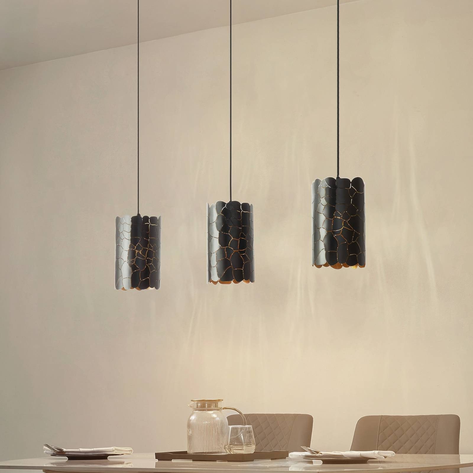 Lindby Hängeleuchte Aralena, Metall, Schwarz IP20, 3 x 15 W LED