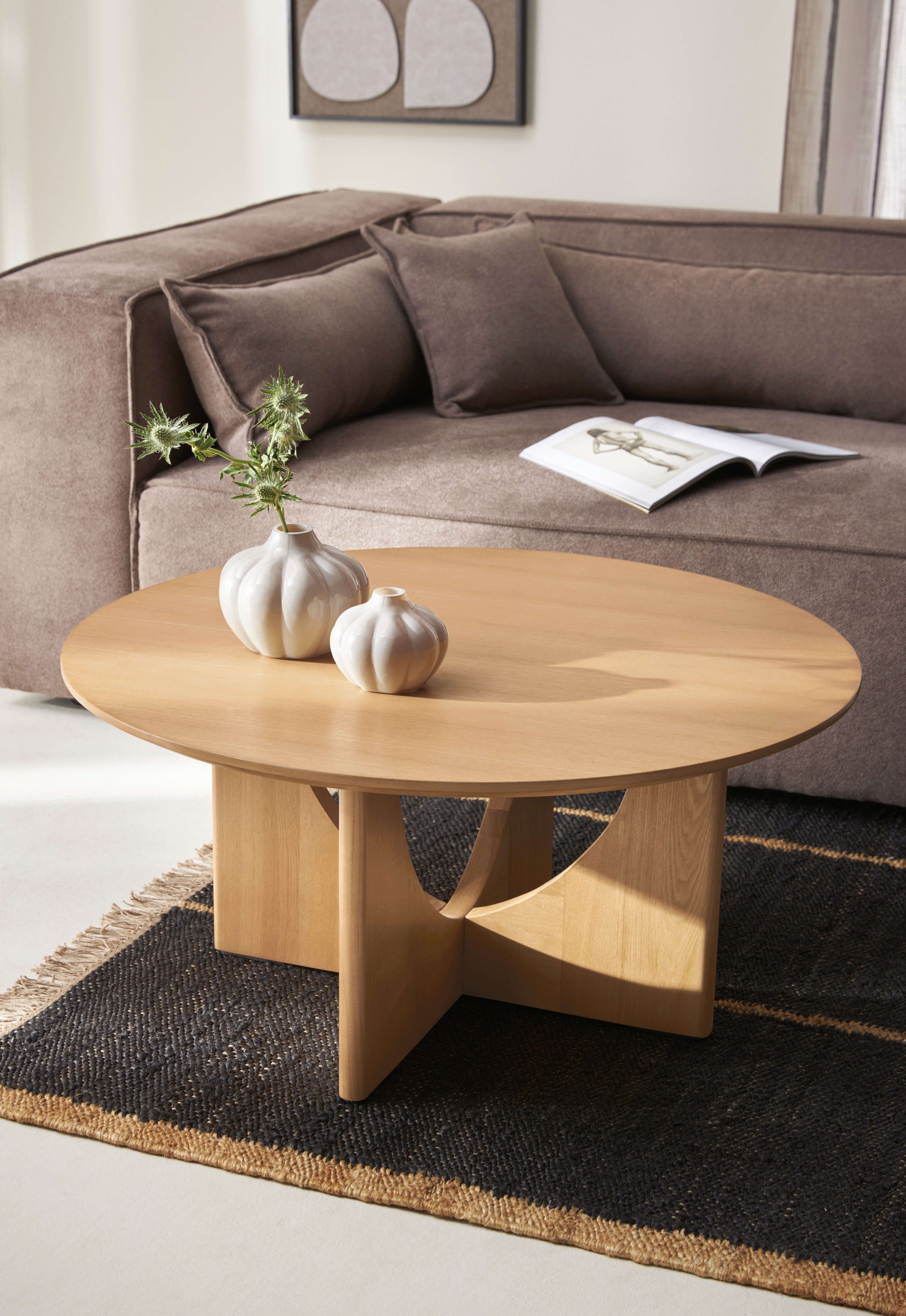 LeGer Home by Lena Gercke Couchtisch Zirella (1-St), massives Eschenholz, markantes Kreuzfuß-Design, Breite 85 cm