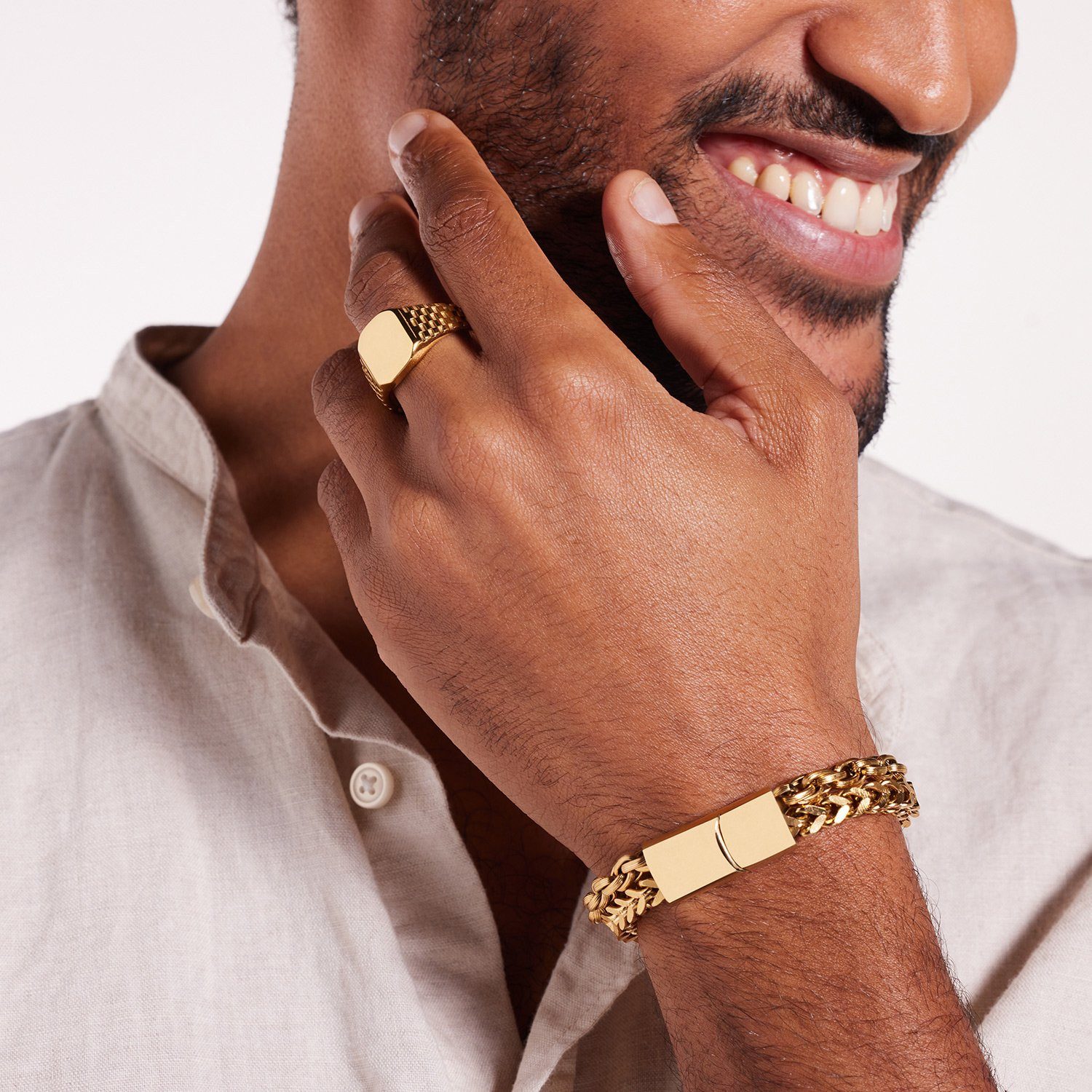 LUCARDI Siegelring Ring - Stahl - Gold - Herren – Bild 2 von 3