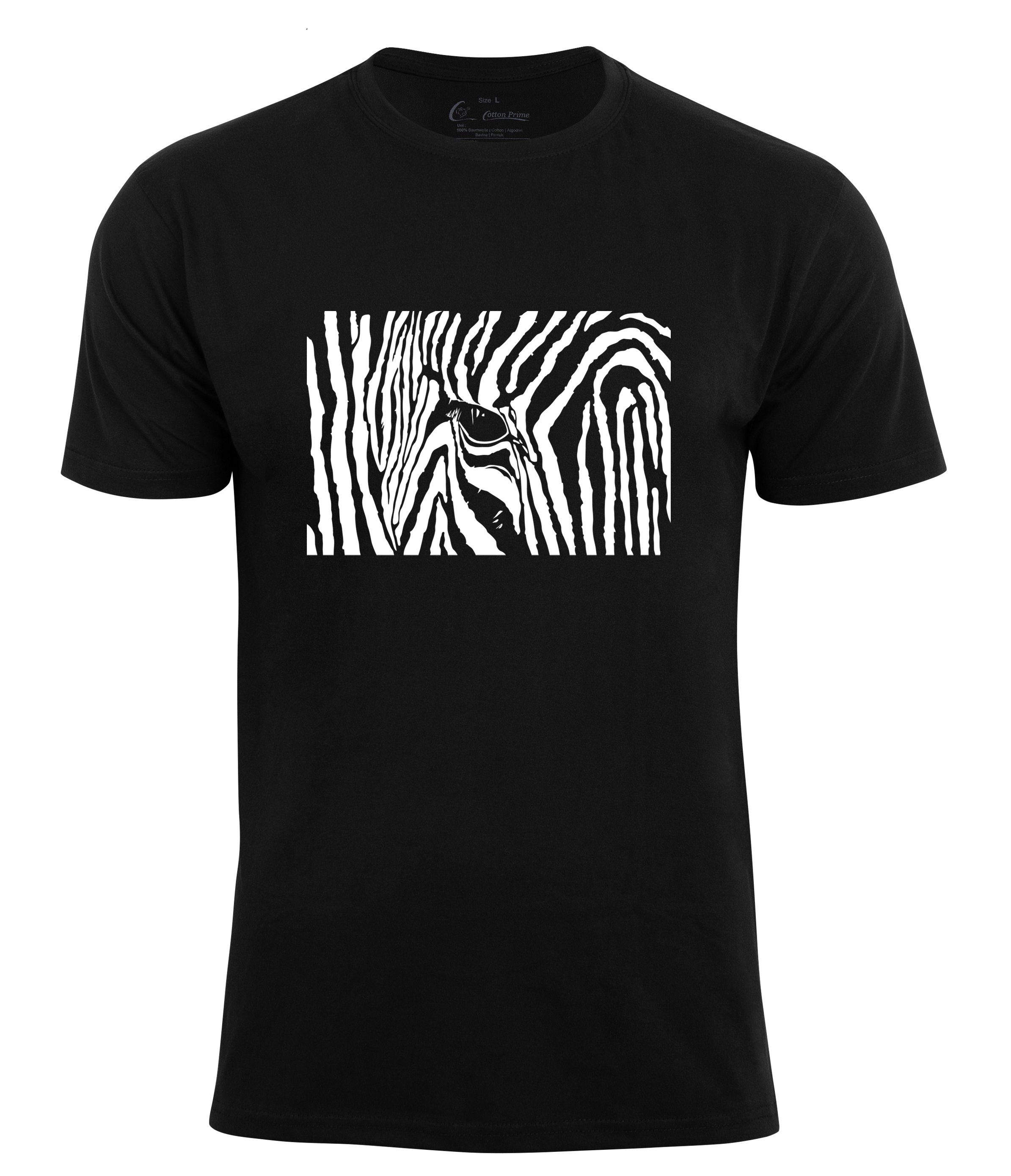 T-Shirt Black Eye Cotton & Prime® schwarz Zebra White