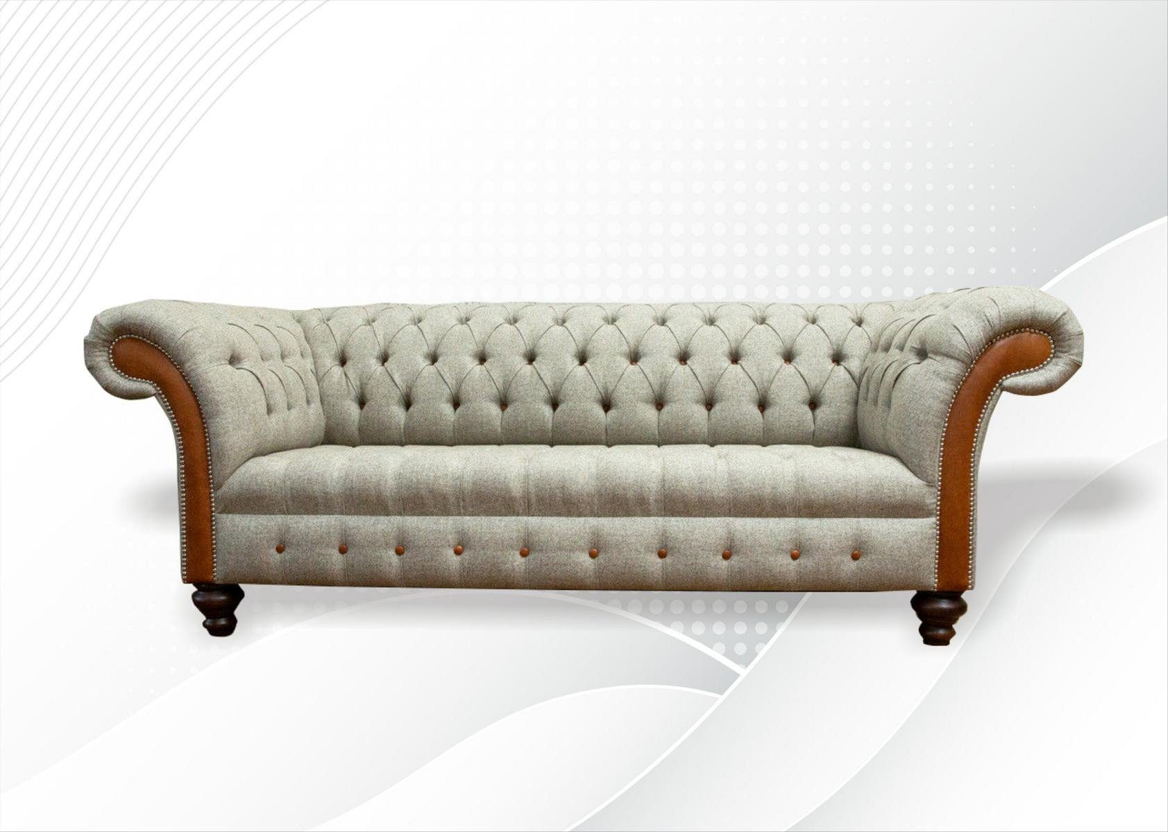 JVmoebel Chesterfield-Sofa Stilvoller Beiger Dreisitzer Chesterfield Möbel Luxus Design Neu, Made in Europe