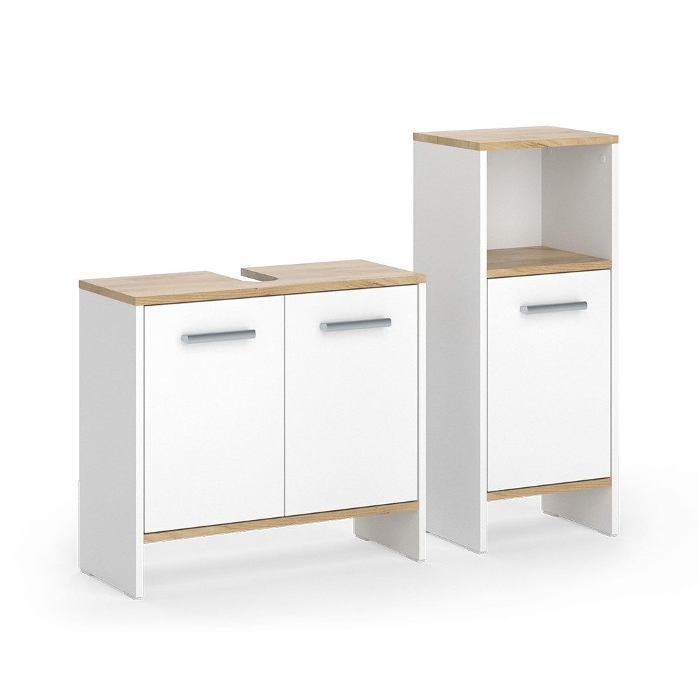 Vicco Badmöbel-Set Karli, Weiß/Goldkraft Eiche, 2 günstig online kaufen