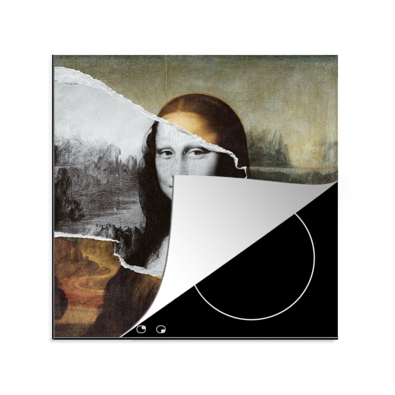 MuchoWow Herdblende-/Abdeckplatte Mona Lisa - Da Vinci - Alte Meister, Vinyl, (1 tlg), 78x78 cm, Ceranfeldabdeckung, Arbeitsplatte für küche