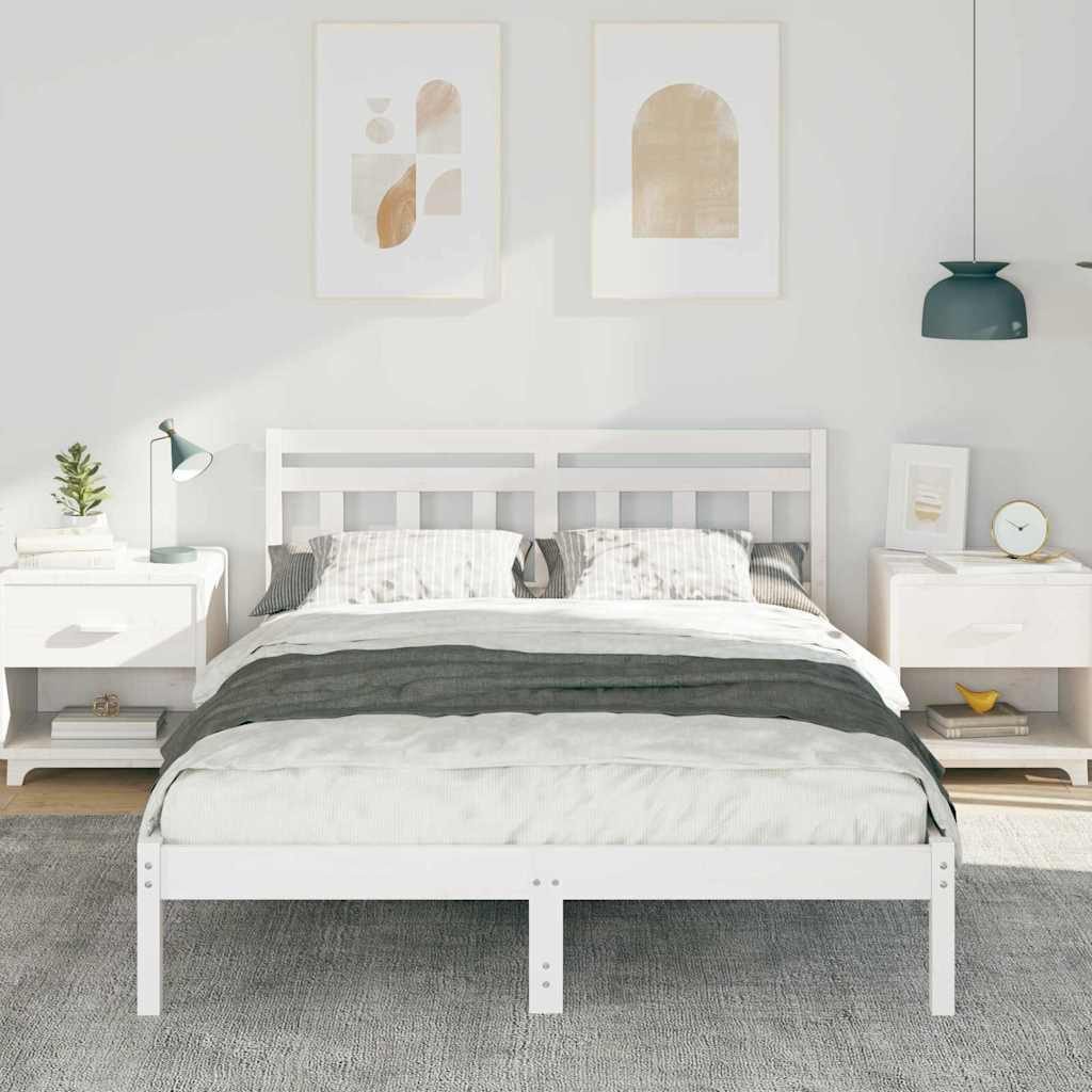 vidaXL Bett Bettrahmen Weiß 120 x 200 cm Massives Kiefernholz (1-tlg)
