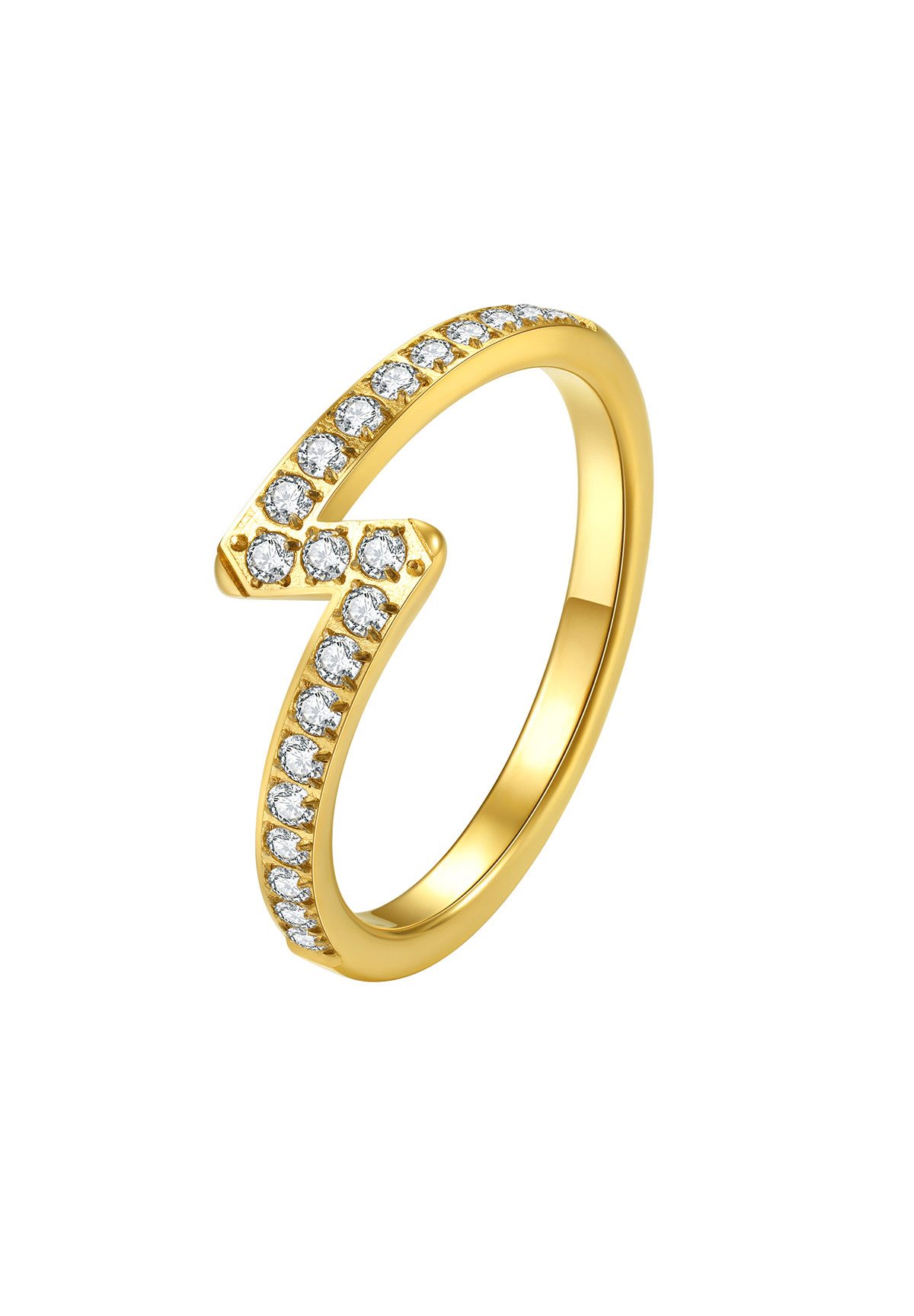 Hey Happiness Fingerring Statement Blitz mit Zirkonia, Vergoldeter Ring Zic günstig online kaufen