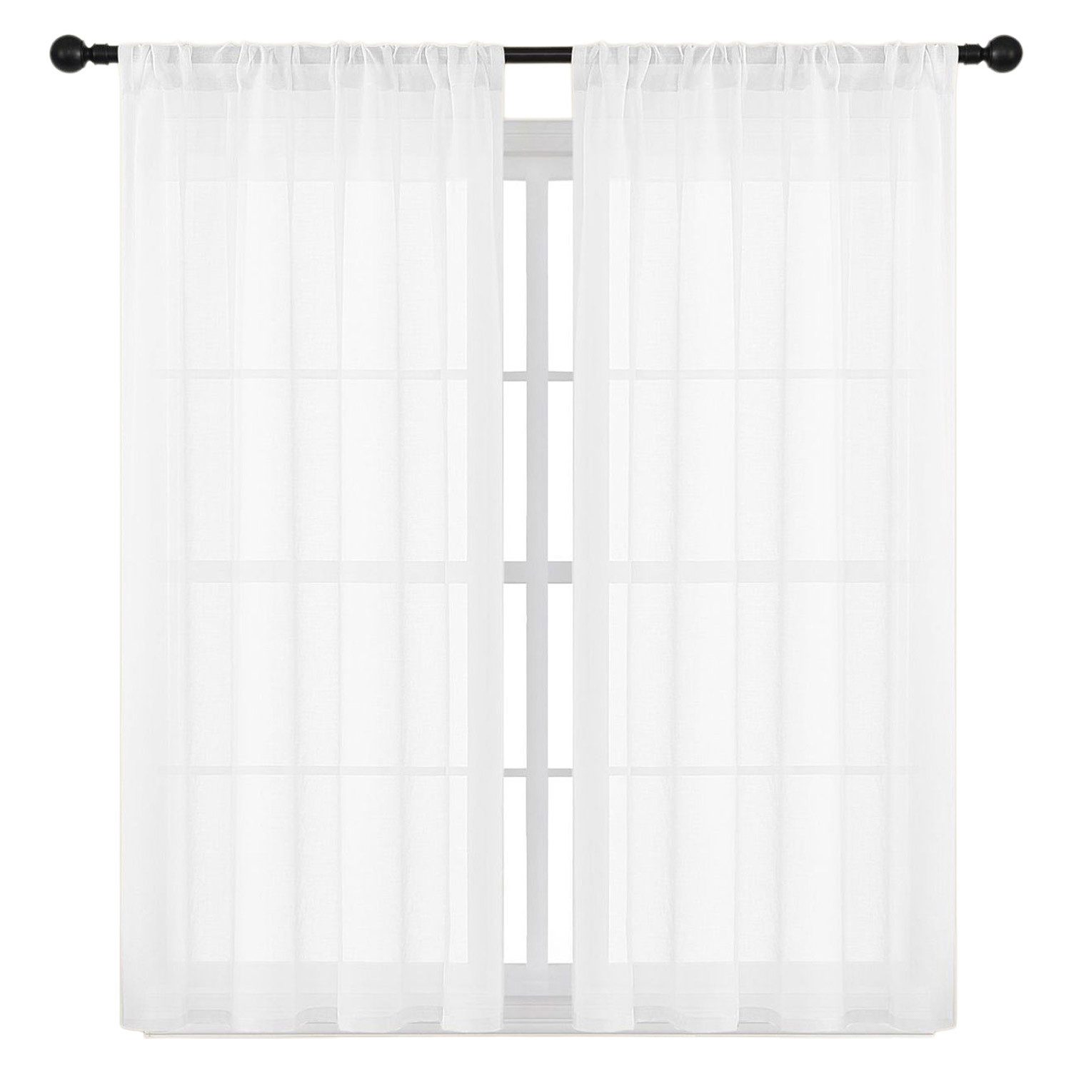 Refttenw Vorhang Voile Gardinen 2St Transparent günstig online kaufen