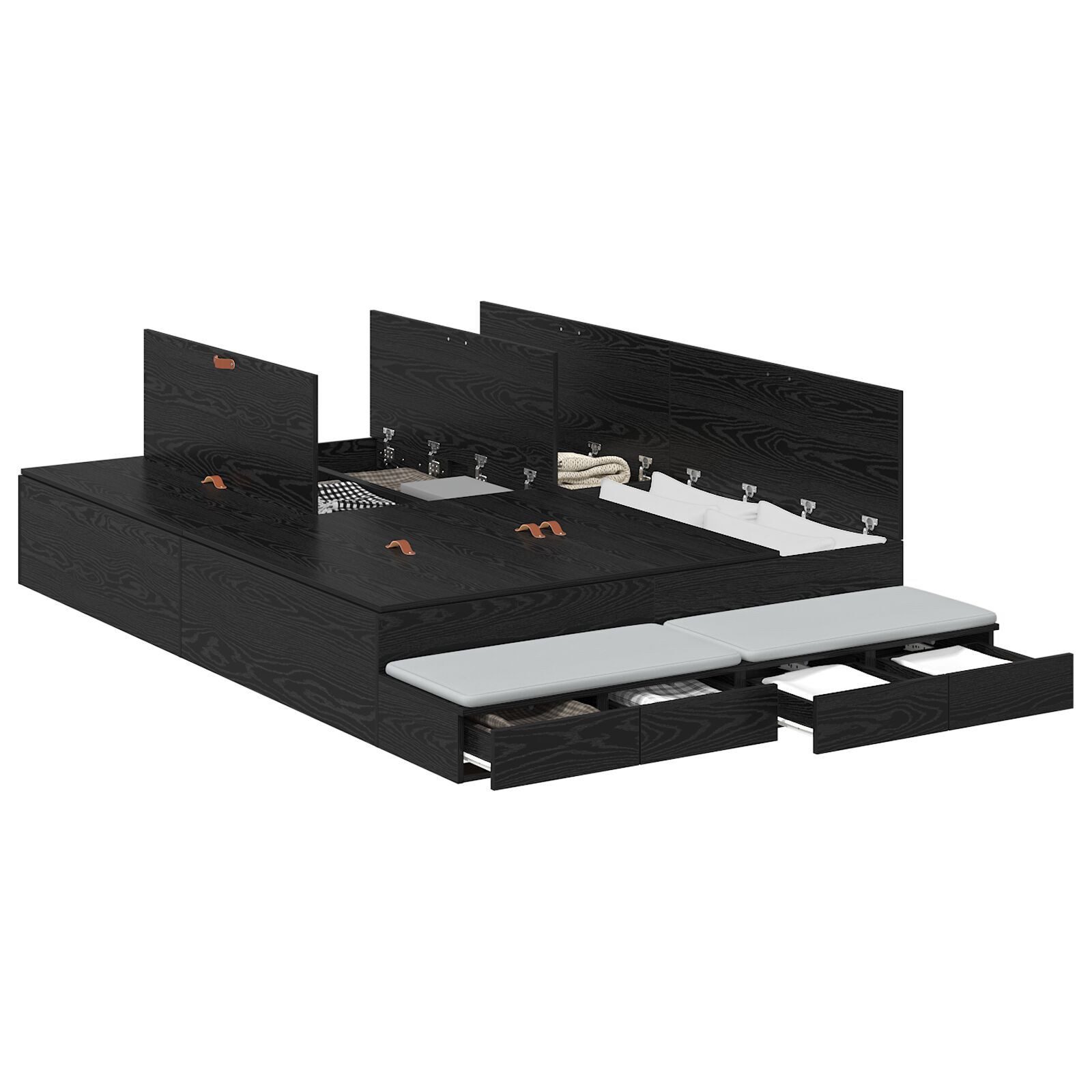 vidaXL Bett Stauraum-Bettgestell Schwarz Eiche 140x190 günstig online kaufen