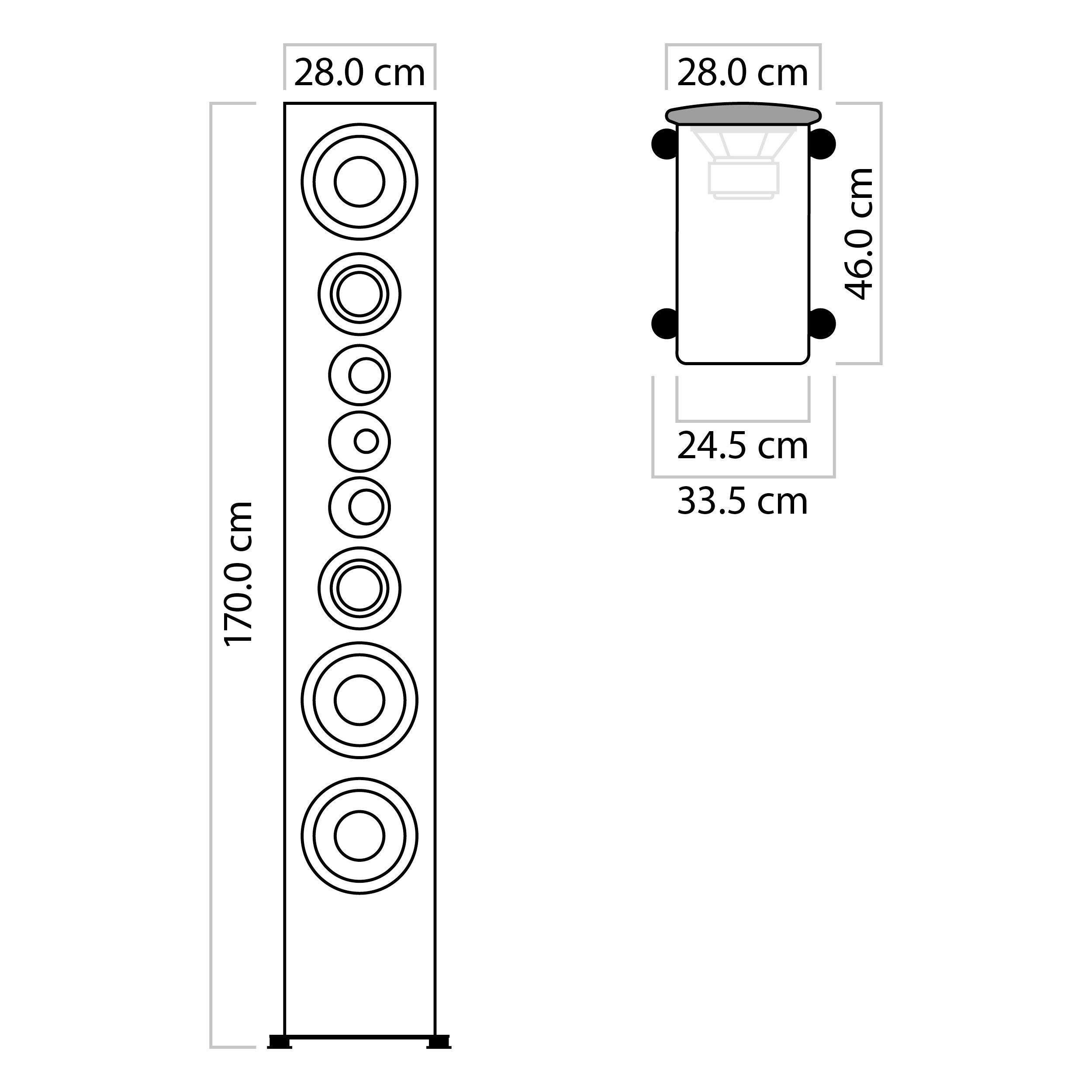 Nubert nuVero Diamantschwarz (650 170 W) Stand-Lautsprecher