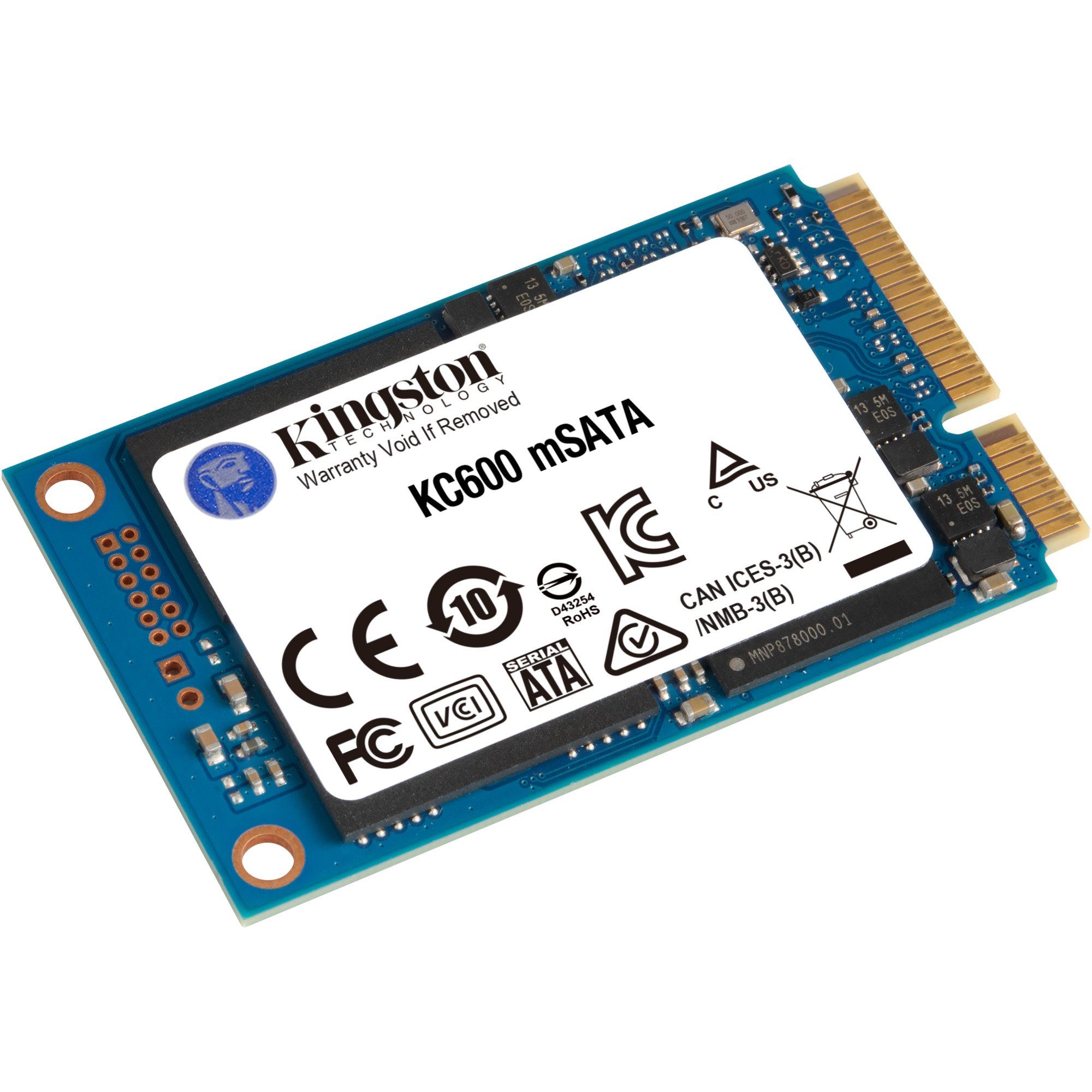 Kingston Kingston KC600 256 GB, SSD, (SATA 6 Gb/s, mSATA) interne HDD-Festplatte (256 GB) Steckkarte"