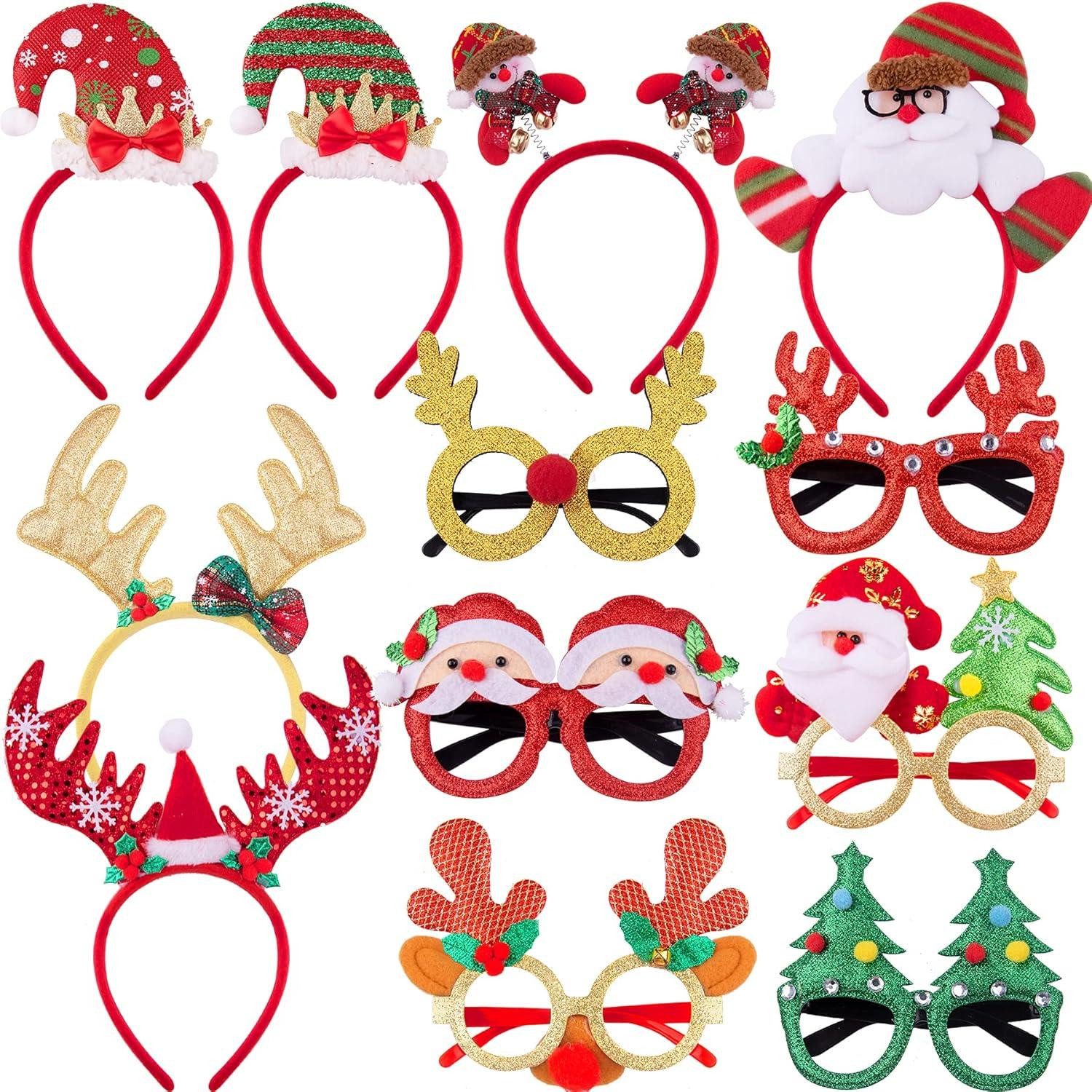 Haarreif Weihnachten Haarreif Rentier Kostüm Brillen Set