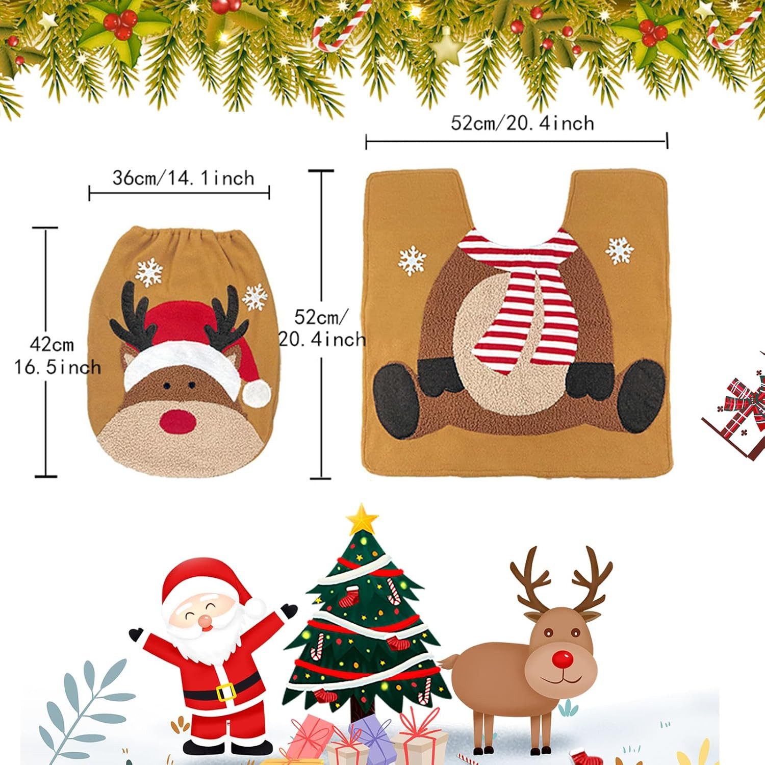 Coonoor WC-Deckelbezug 2 StückeToilettensitzbezug Weihnachten Teppich günstig online kaufen