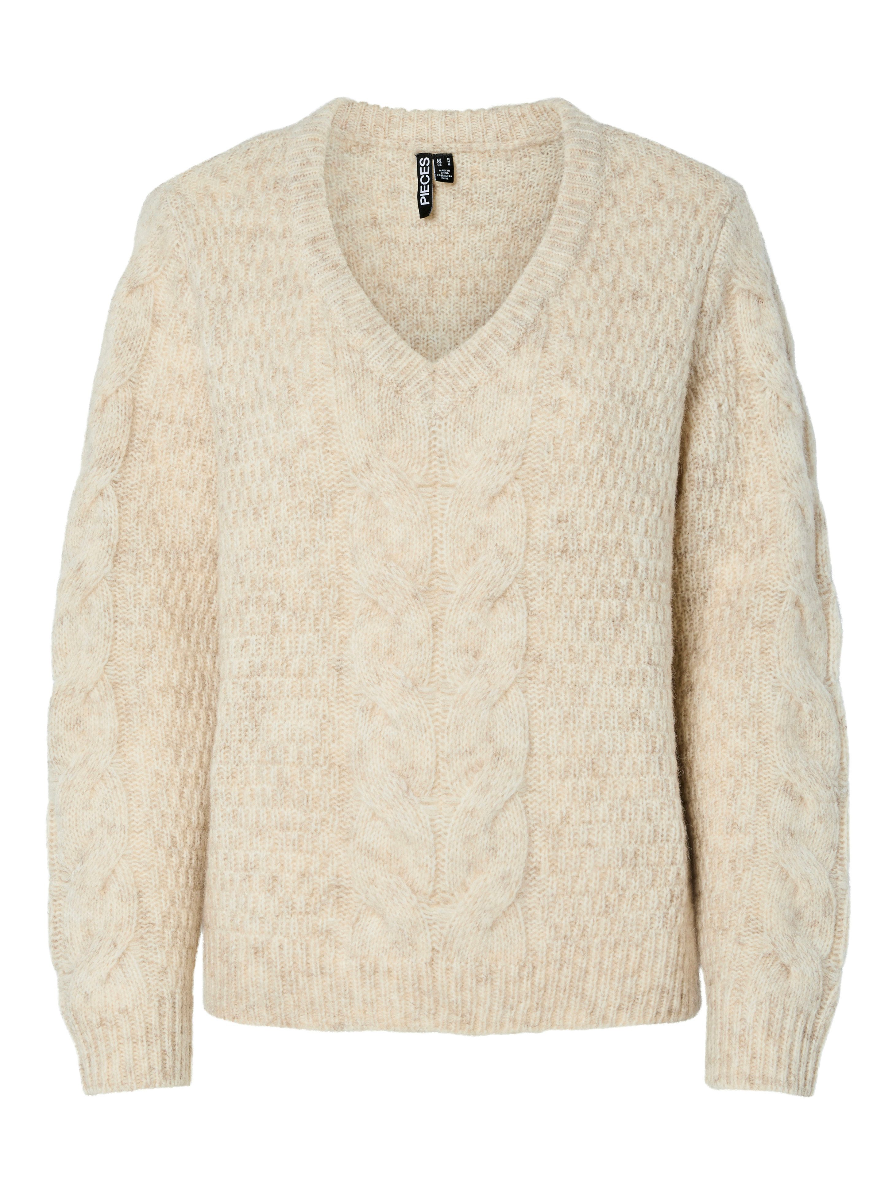 pieces Strickpullover PCNINA LS V-NECK KNIT NOOS BC günstig online kaufen