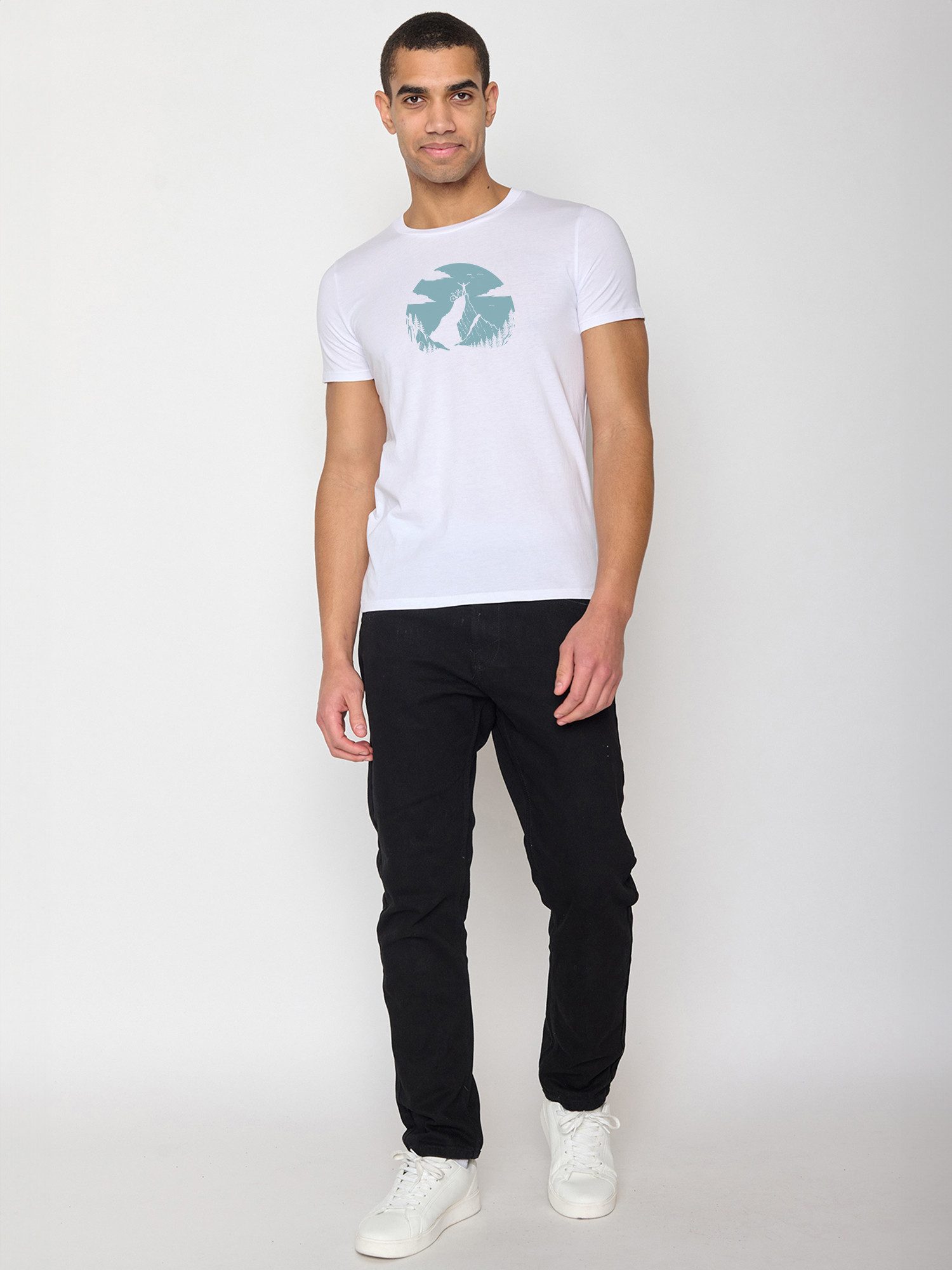 GreenBomb T-Shirt Guide Nature Clouds Ride Motiv Natur (1-tlg., 1) klassischer Schnitt, tailliert, Rundhalsausschnitt, Bio-Baumwolle
