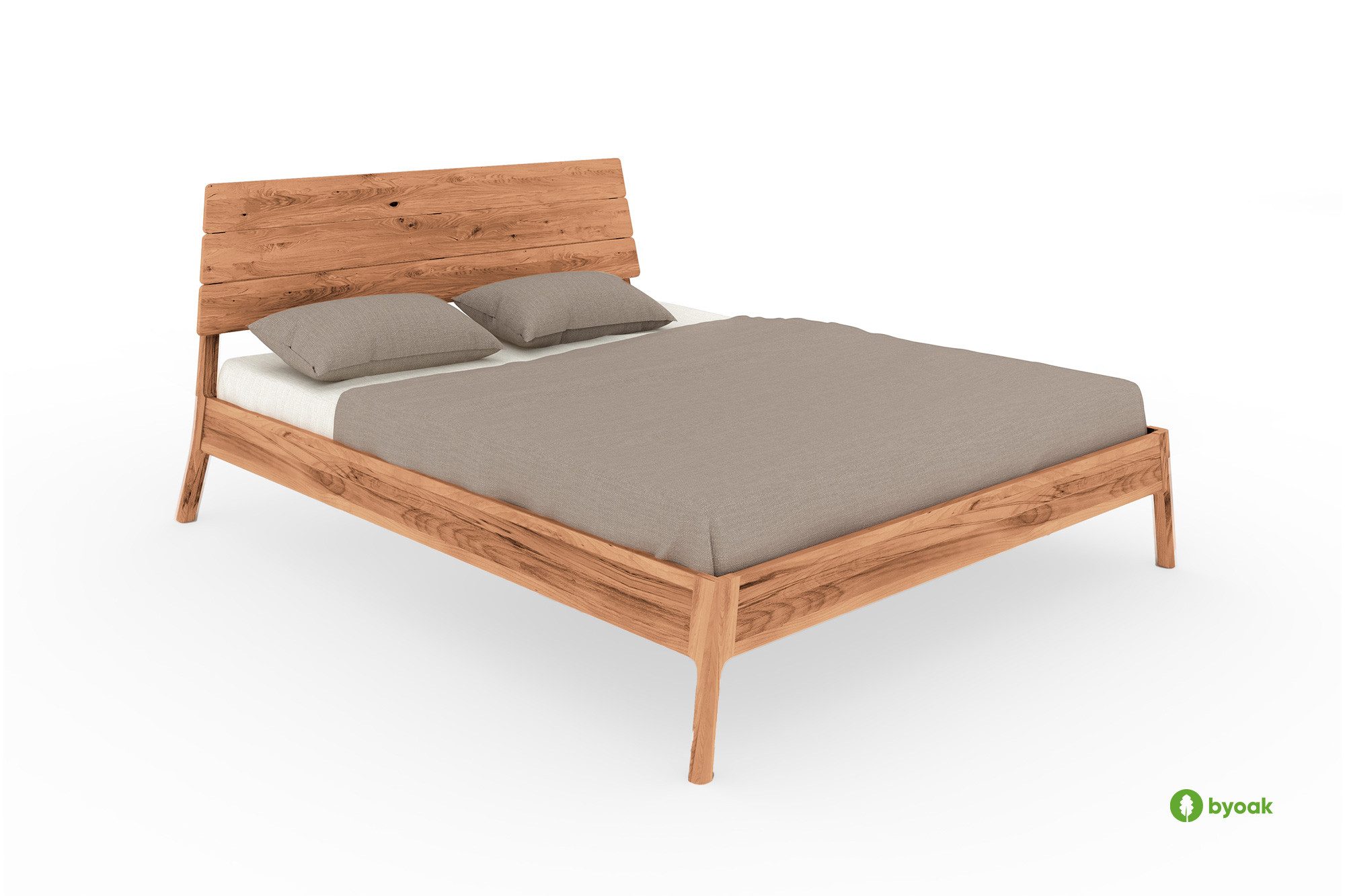 byoak Massivholzbett TWIG 1 mit Holzkopfteil, Naturgeölt