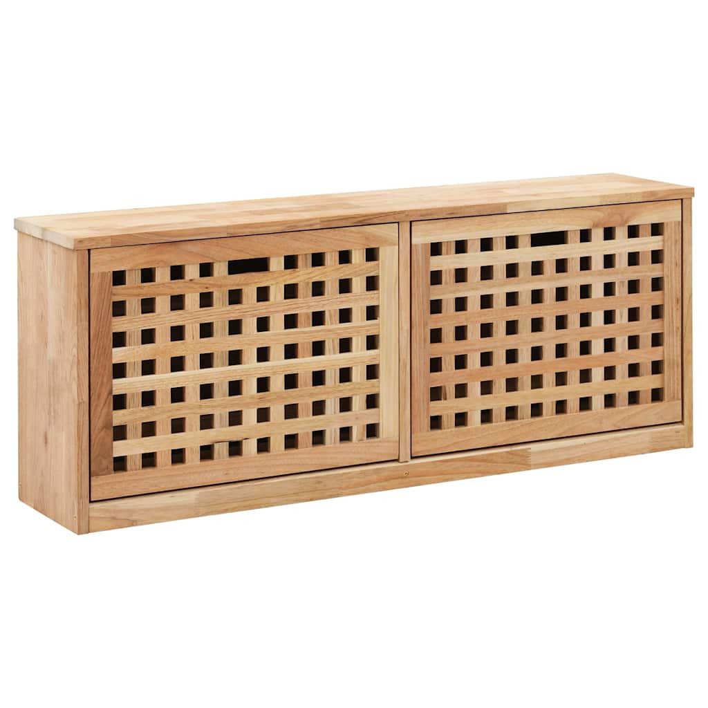 furnicato Schuhschrank Schuhbank mit Gitterstruktur 94 x 20 x 38 cm Natur (1-St) Sitzbank mit 2 Ablagefächern und Stauraum für Schuhe im Flurbereich