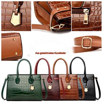 SOTOR Henkeltasche Mode Damen Handtasche Set,Umhängetasche Für Frauen (1-tlg), Krokodilmuster-Tasche,Einfache damen,Einkaufstasche