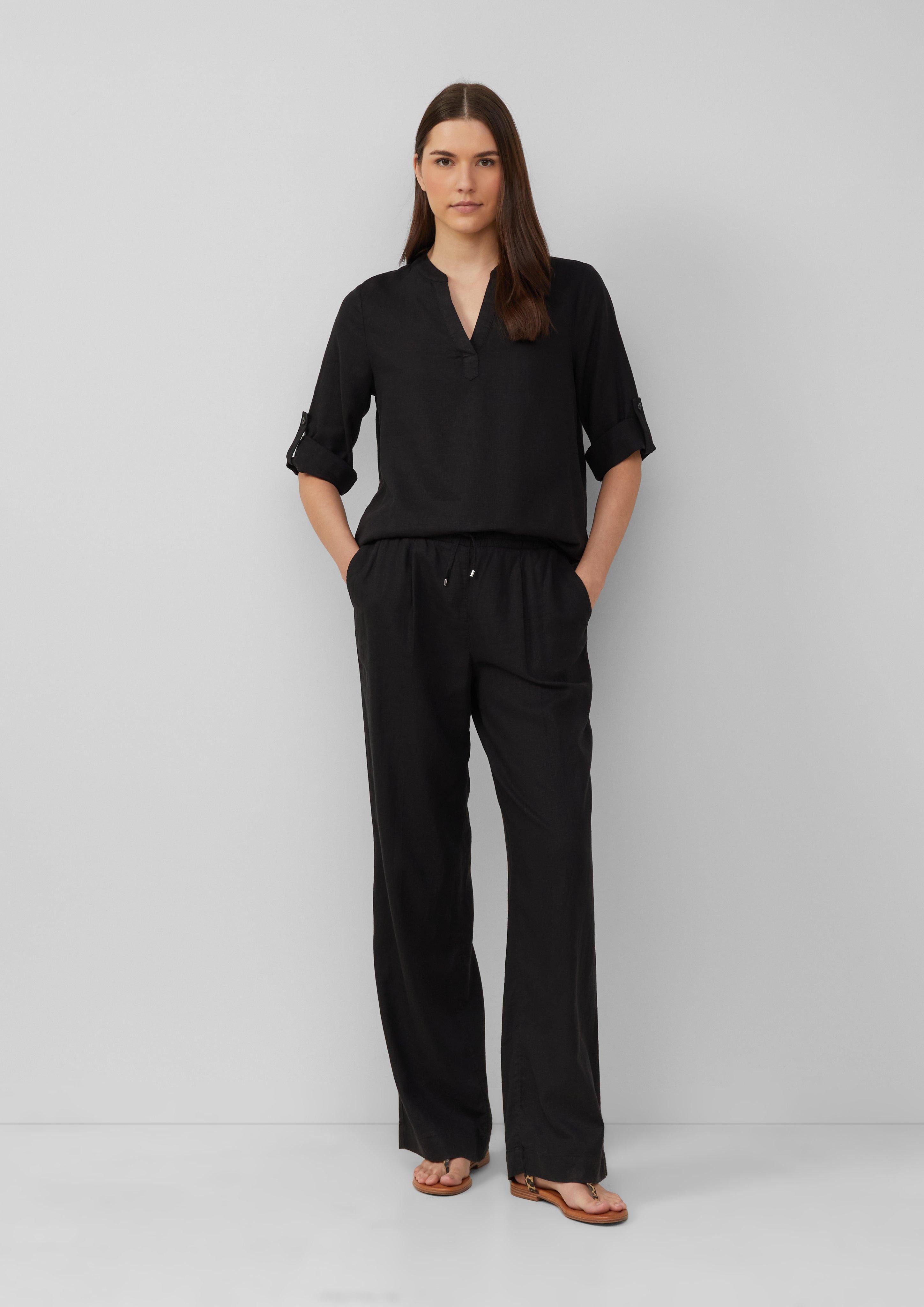 s.Oliver Stoffhose Wide-Leg-Hose aus Leinemix Gummizug günstig online kaufen
