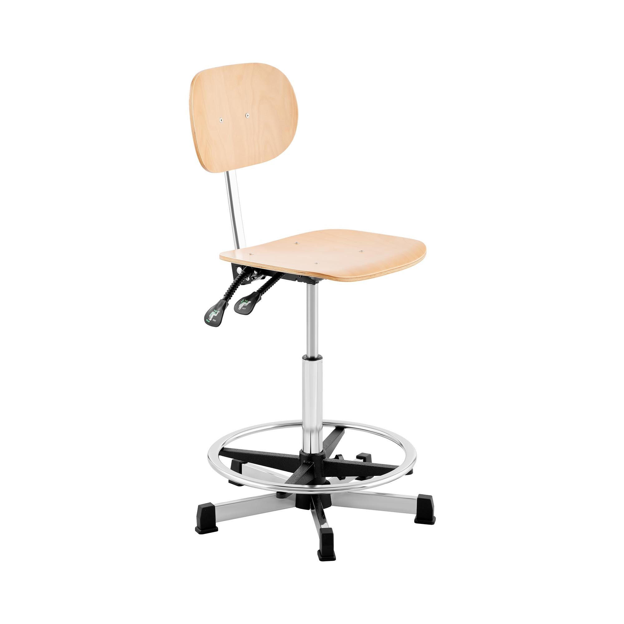 Fromm&Starck Bürostuhl Werkstattstuhl - 120kg - silbern, holz - Fußring - höhe 55-80cm
