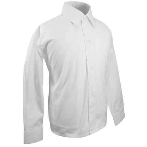 Paul Malone Langarmhemd Festliches Kinderhemd Jungenhemd uni - Jungen Hemd weiß