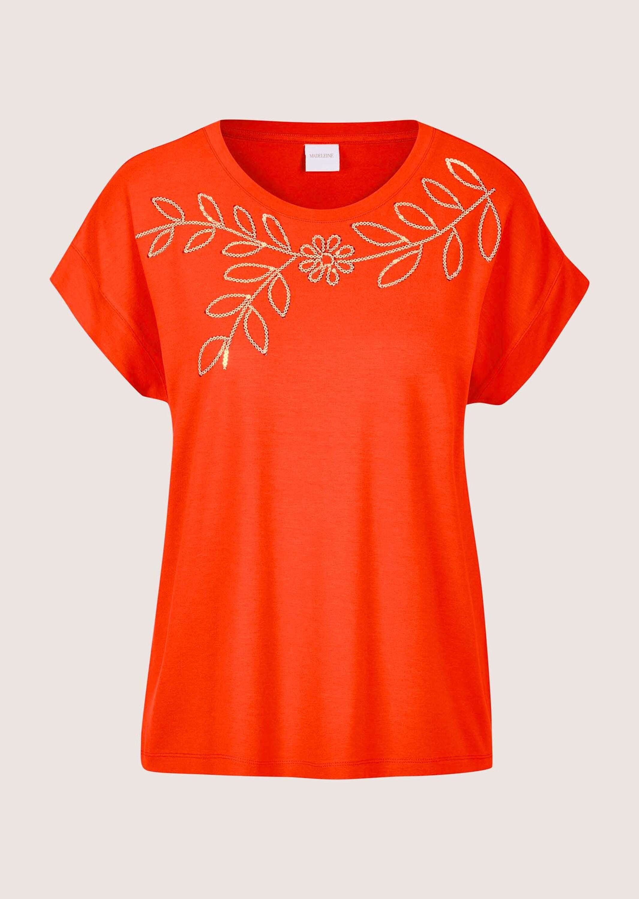 Kurzarmshirt Elegantes T-Shirt mit Glanzeffekten