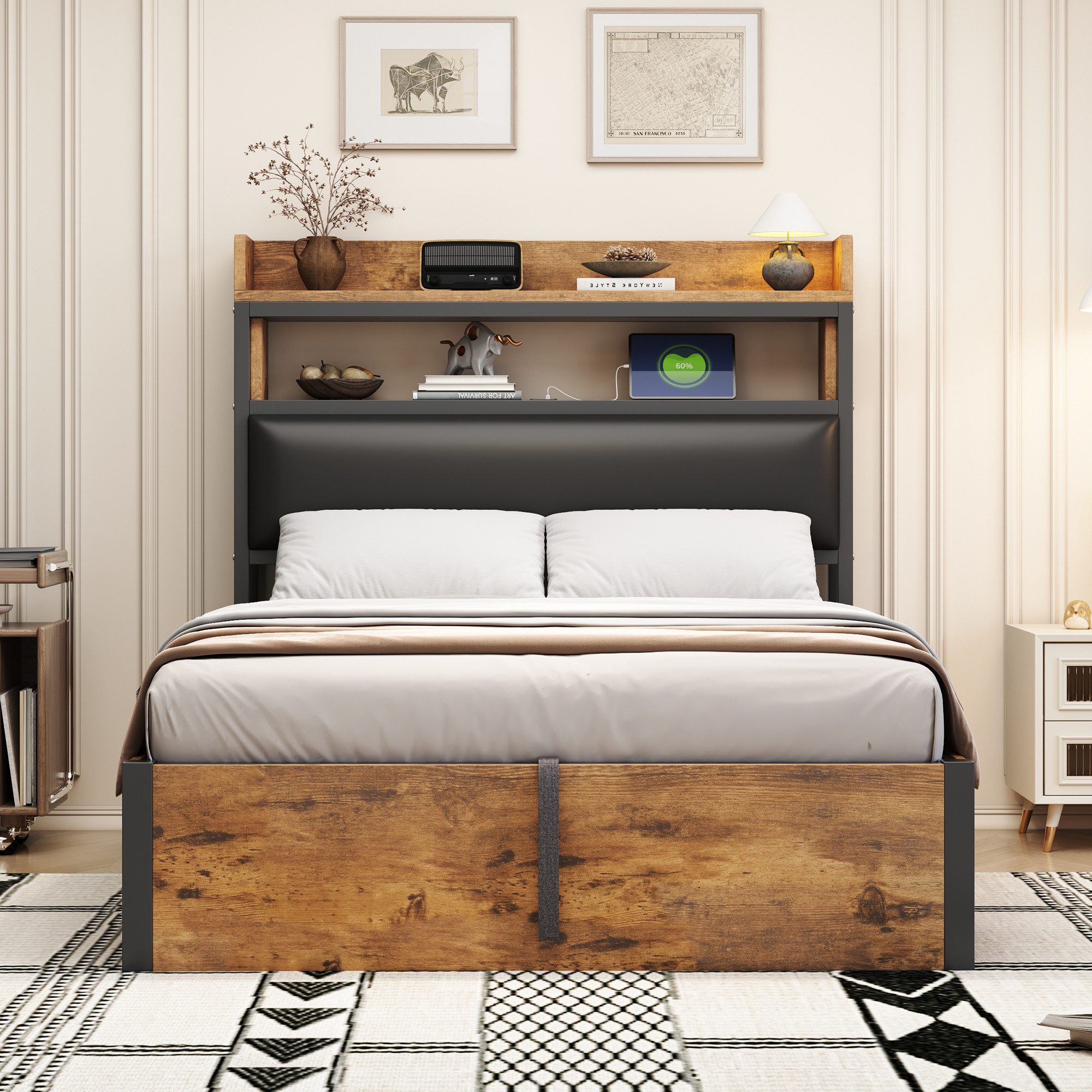 STILVORA Polsterbett 90×200 Funktionbett mit matratze,Holzbett günstig online kaufen